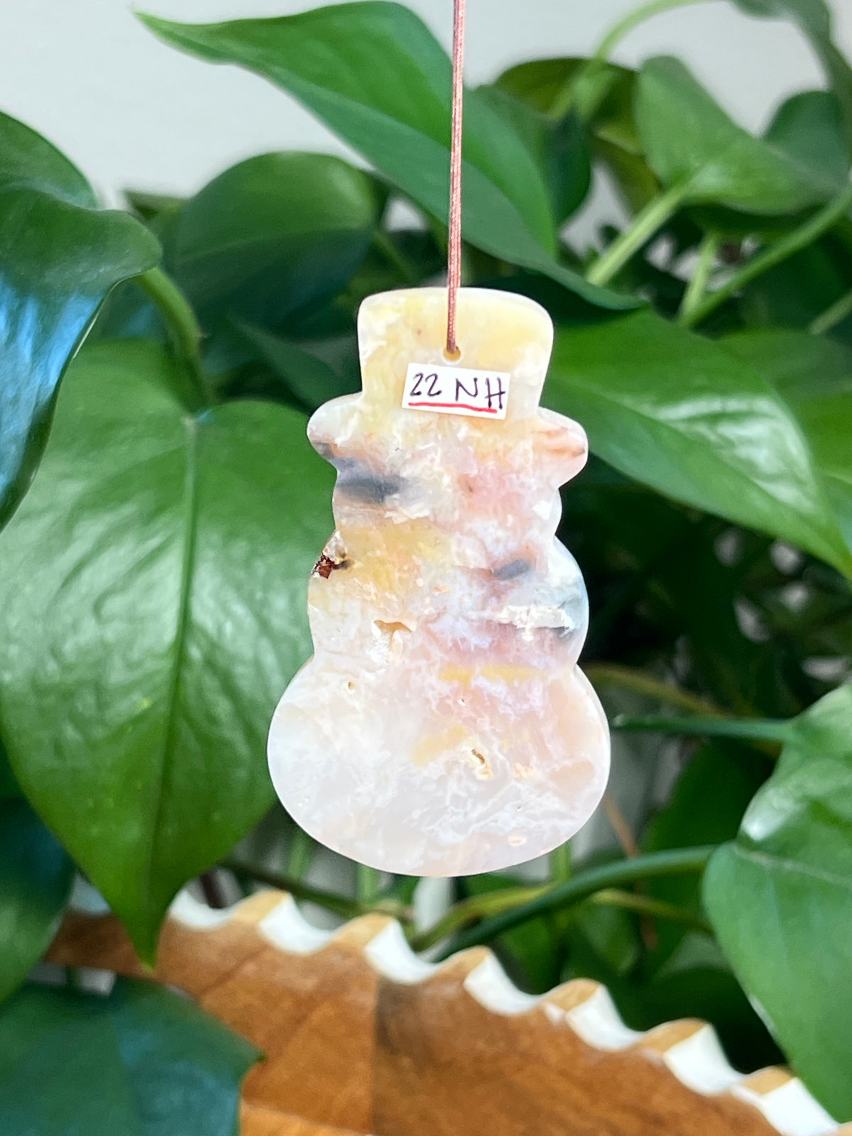 Rainbow Plume Agate Snowman Ornaments