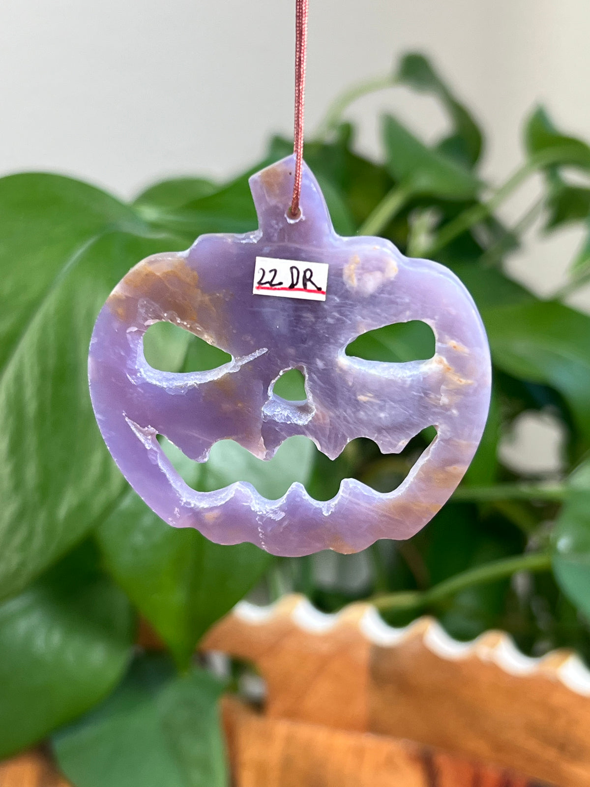 Purple Chalcedony Jack-O-Lantern Ornaments