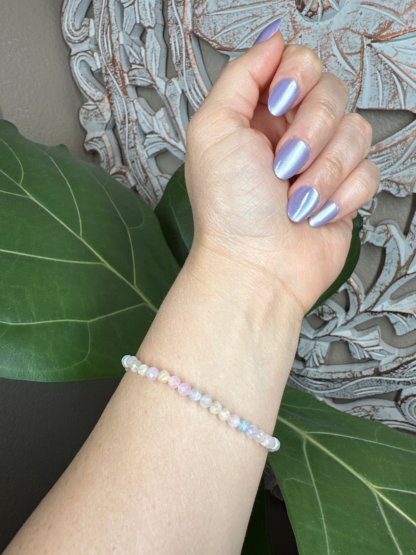 Faceted Morganite Beaded Bracelet (6mm)