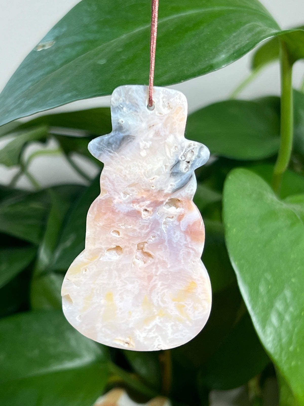 Rainbow Plume Agate Ornament  Snowman: NF