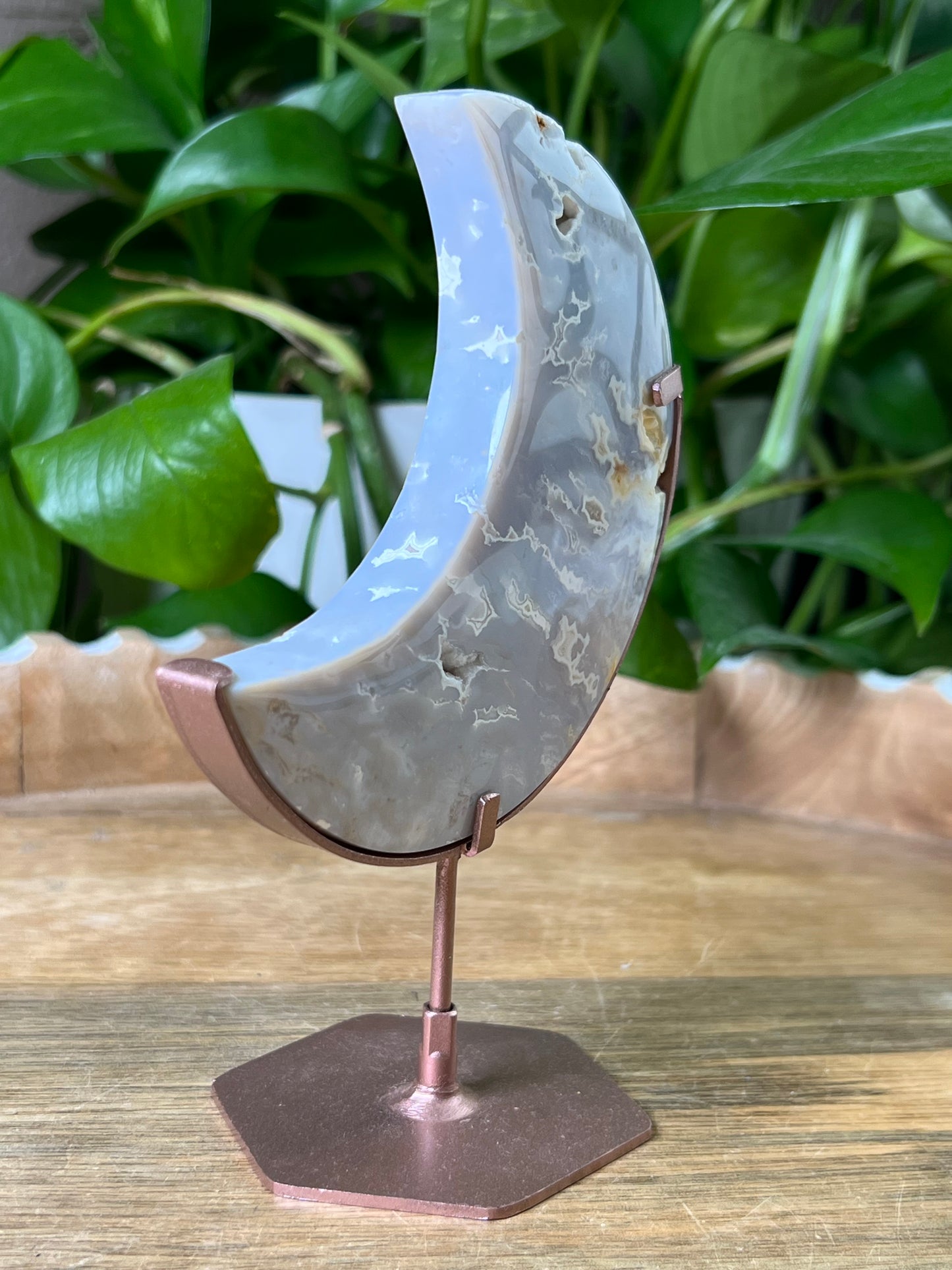 Winter Plume Agate Moon