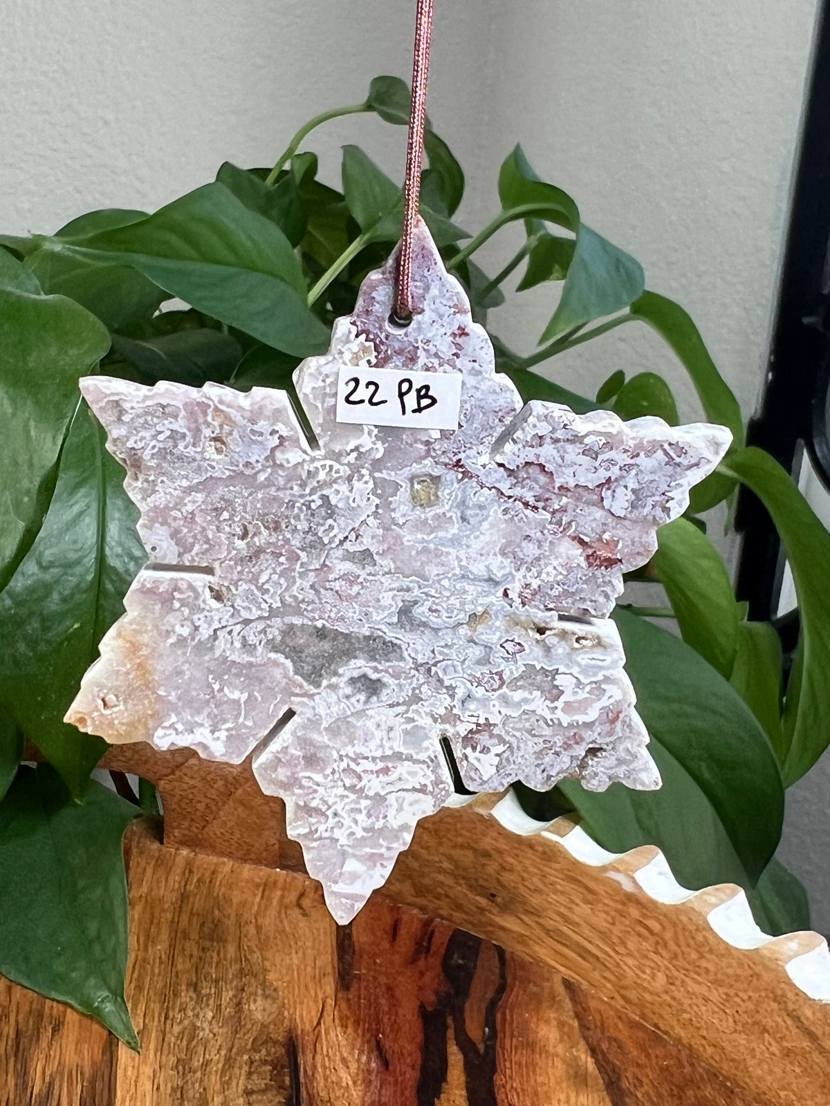 Sumatra Plume Agate Snowflake Ornaments