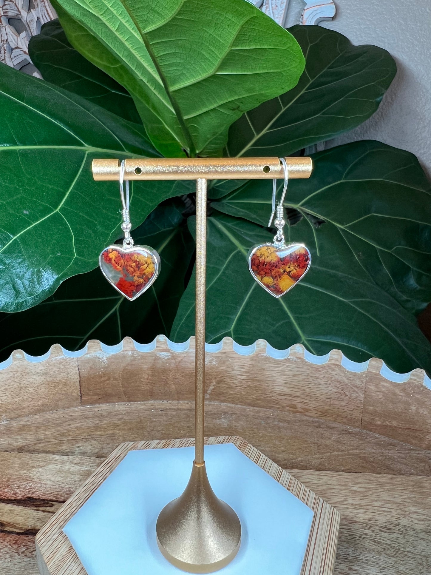 Scenic Moss Agate Heart Earrings