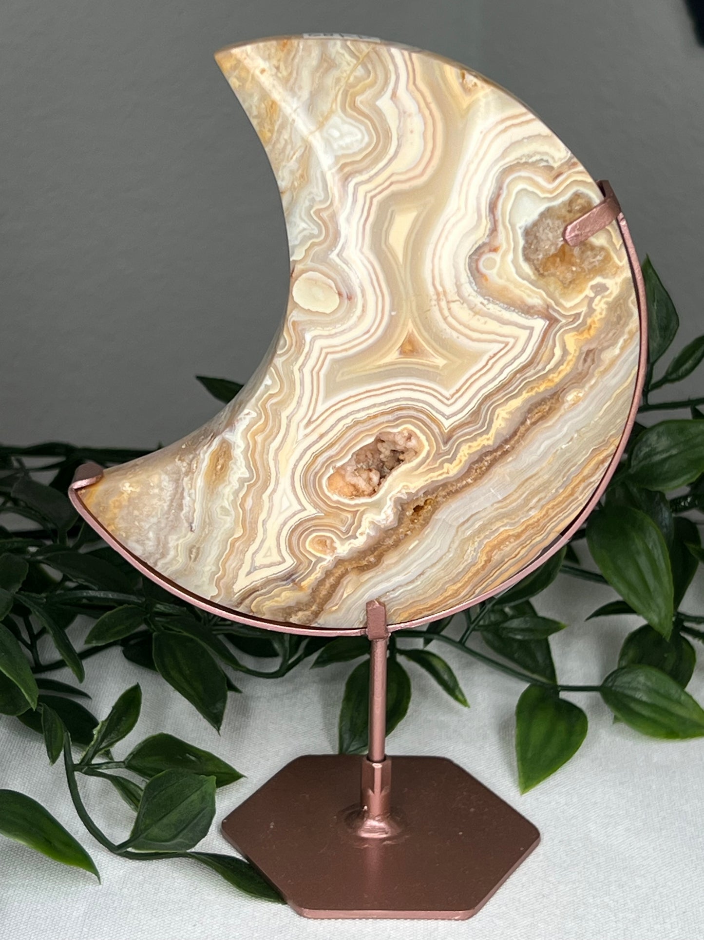 Yellow Crazy Lace Agate Moon