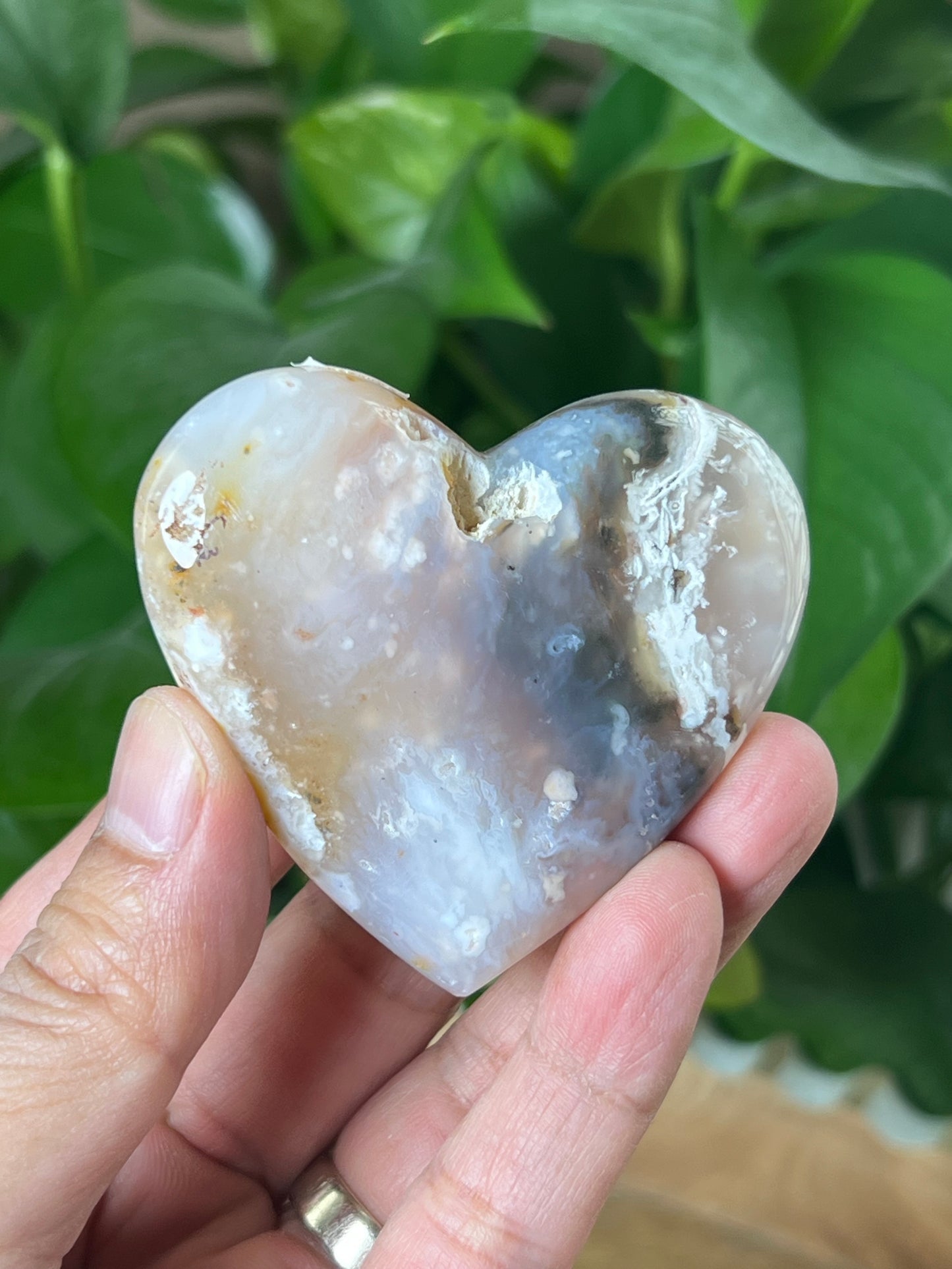 Rainbow Plume Agate Heart