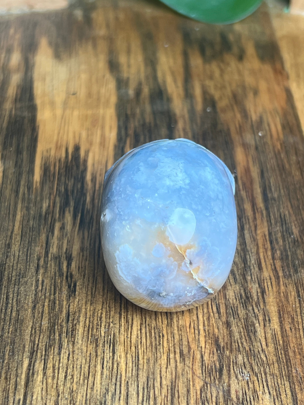 Blue Plume Agate Skull: E