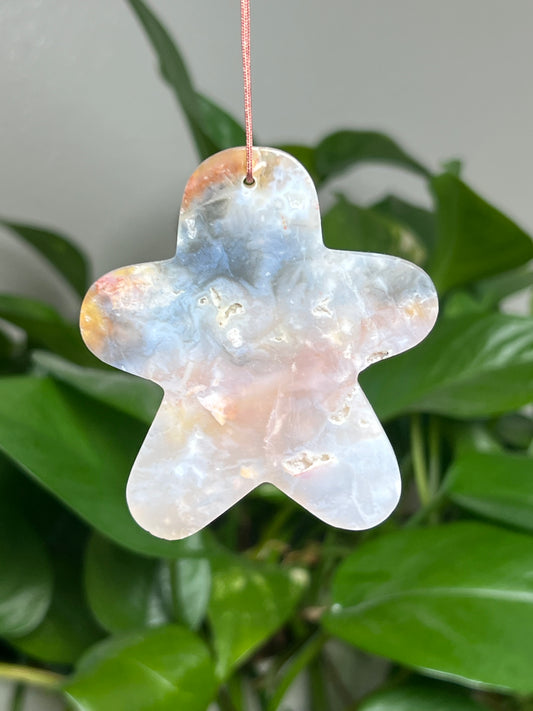 Rainbow Plume Agate Ornament Gingerbread: AR