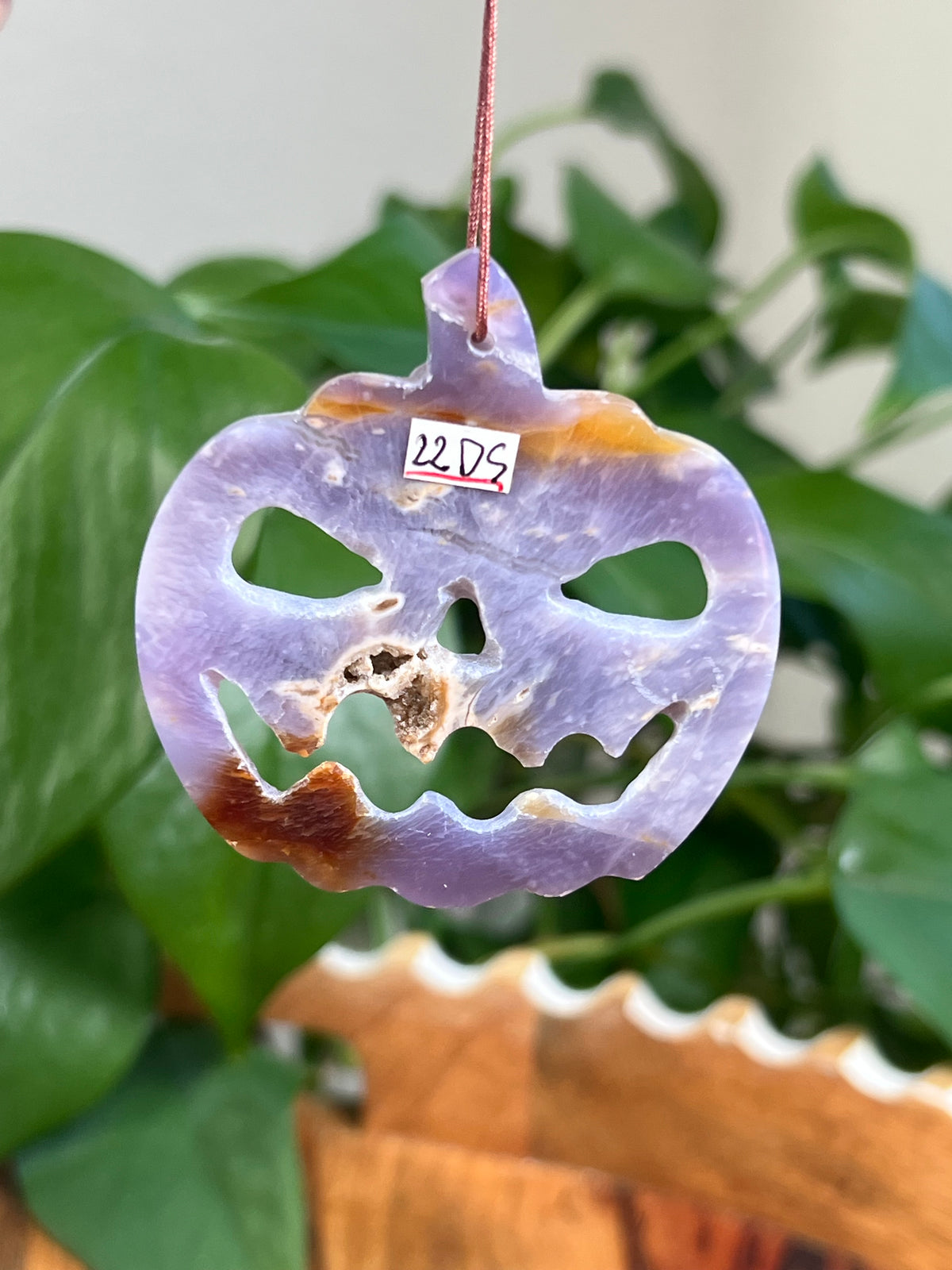 Purple Chalcedony Jack-O-Lantern Ornaments