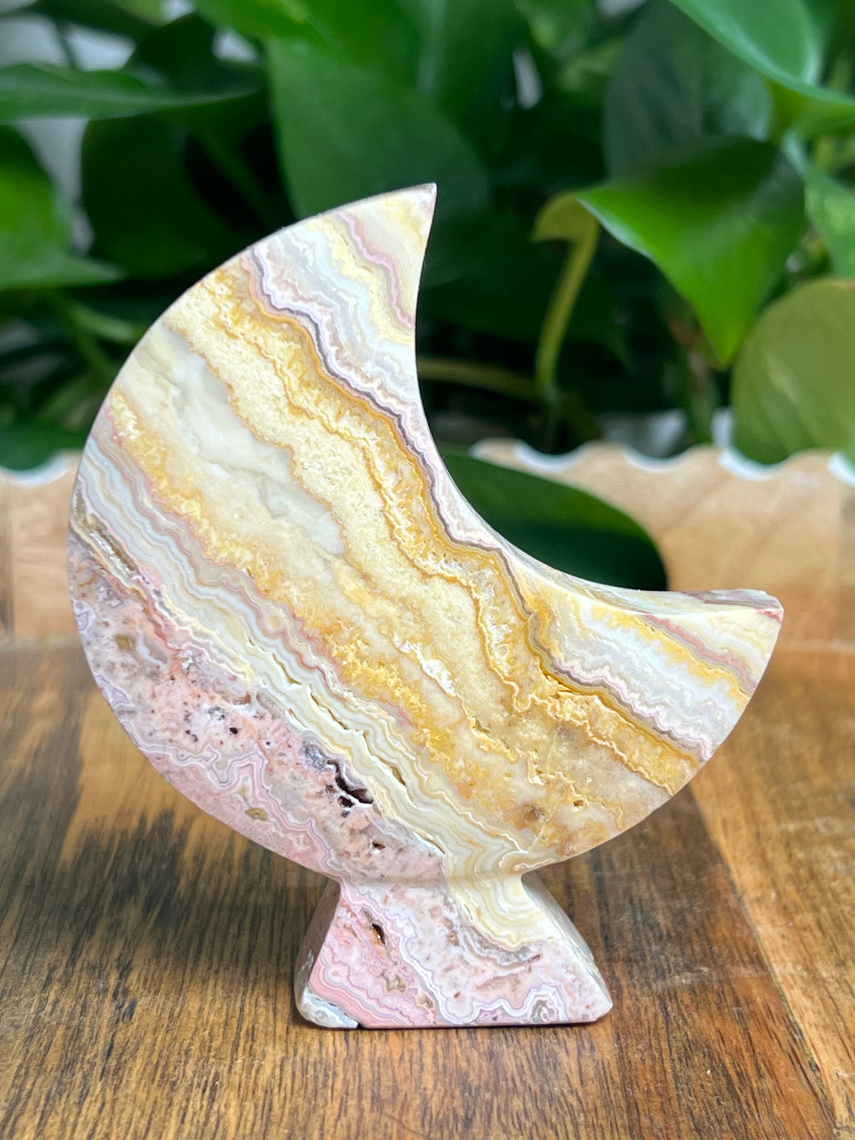 Crazy Lace Agate Self Standing Moon: E