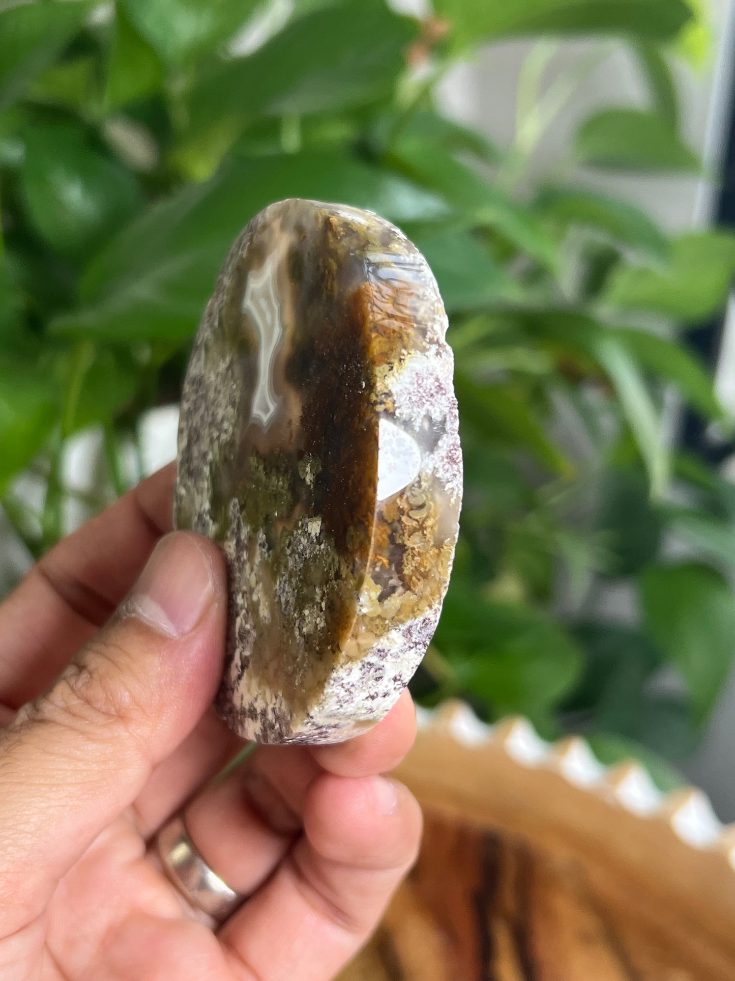 Scenic Moss Agate Coaster: AA