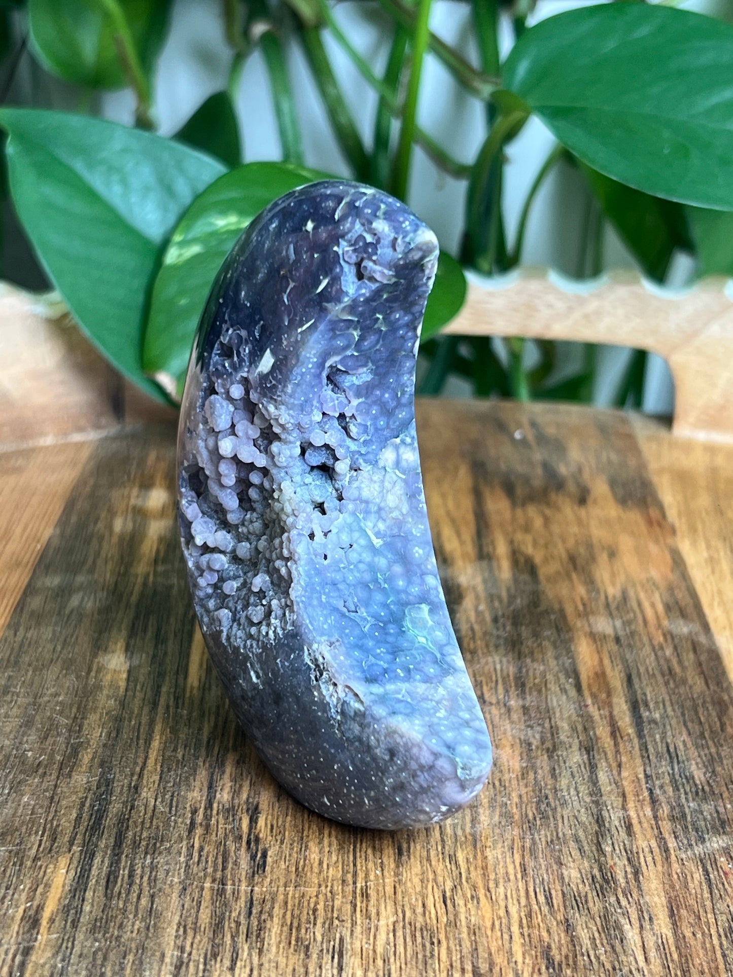Grape Agate Self-Standing Moon: GE