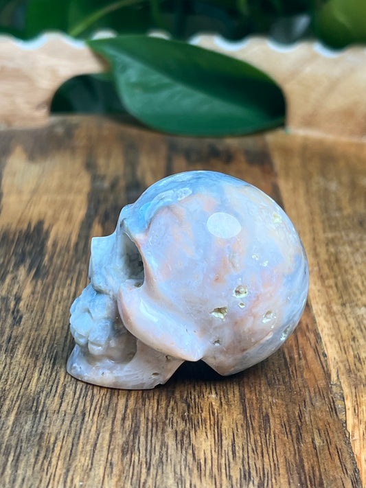 Rainbow Plume Agate Mini Skull: DB