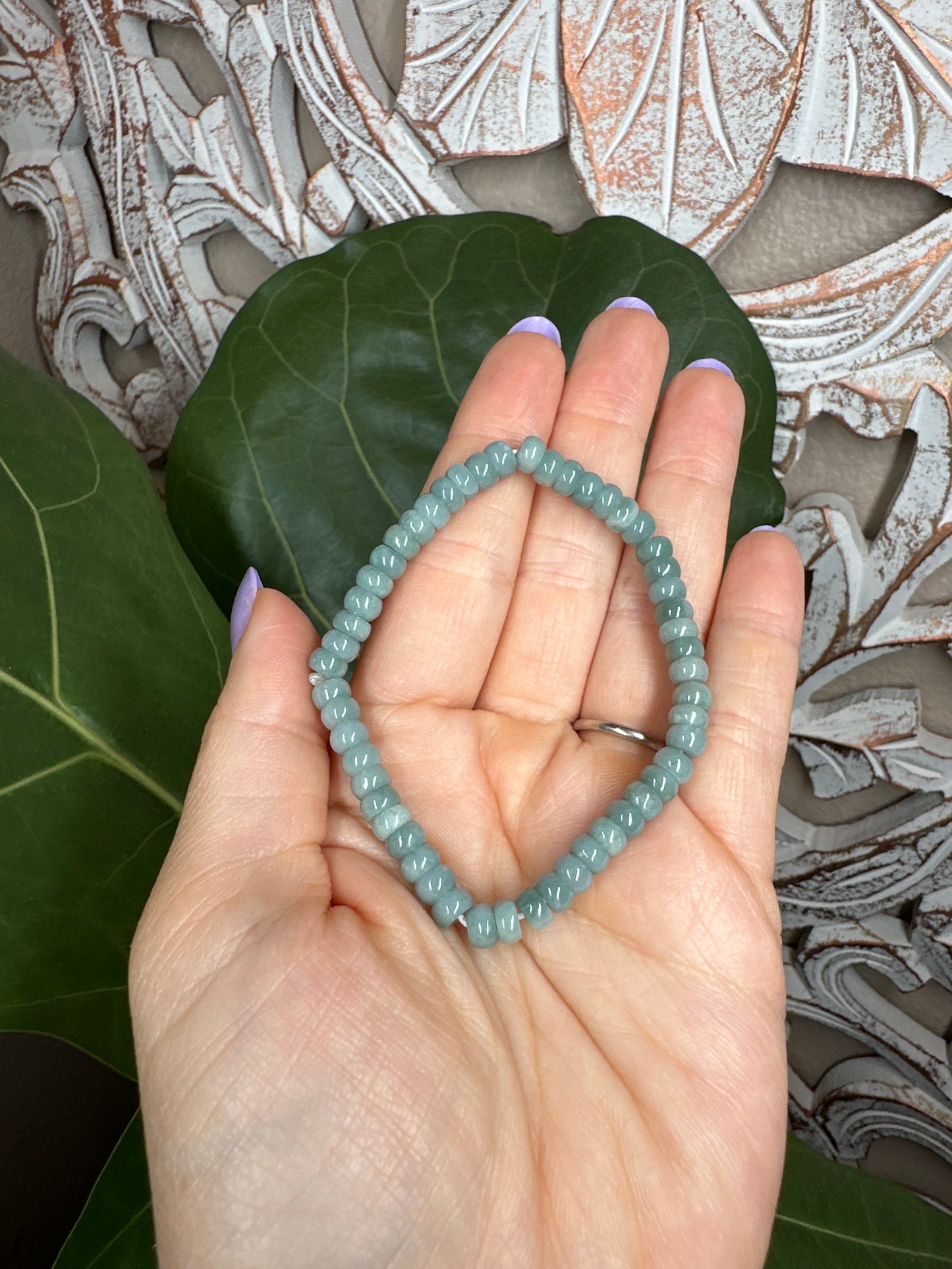Green Burmese Jade Beaded Bracelet (5.5mm)