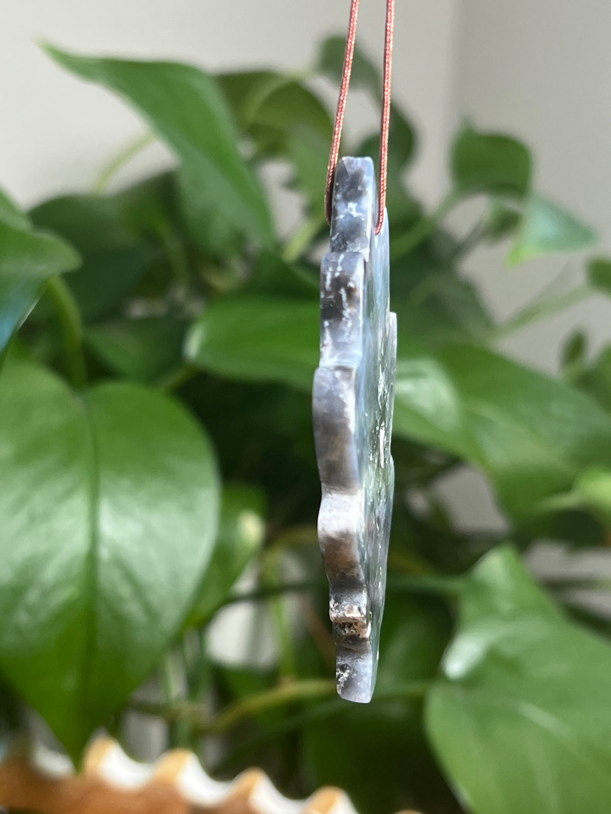 Blue Plume Agate Leaf Ornaments