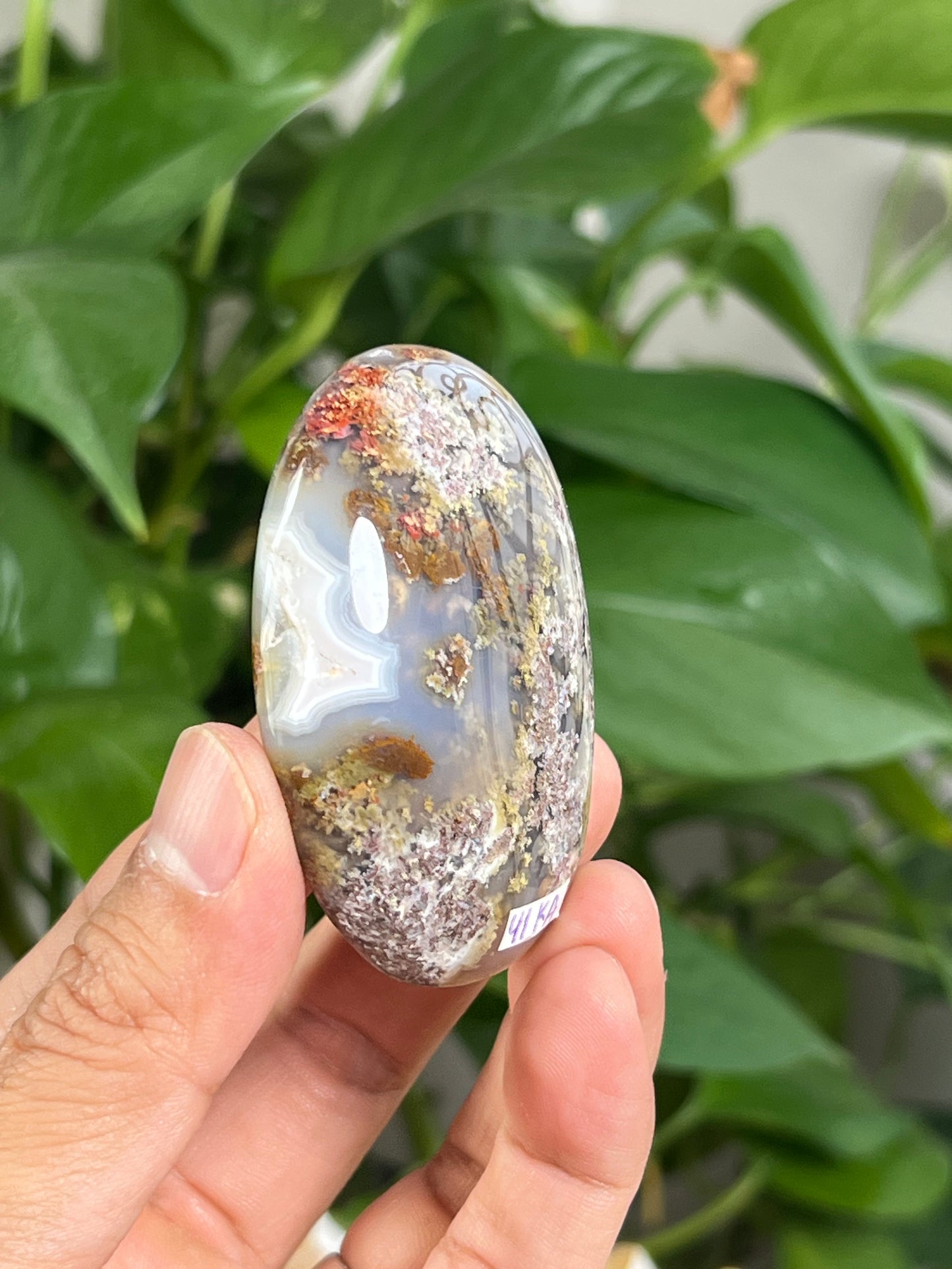 Scenic Moss Agate Palmstone: KA