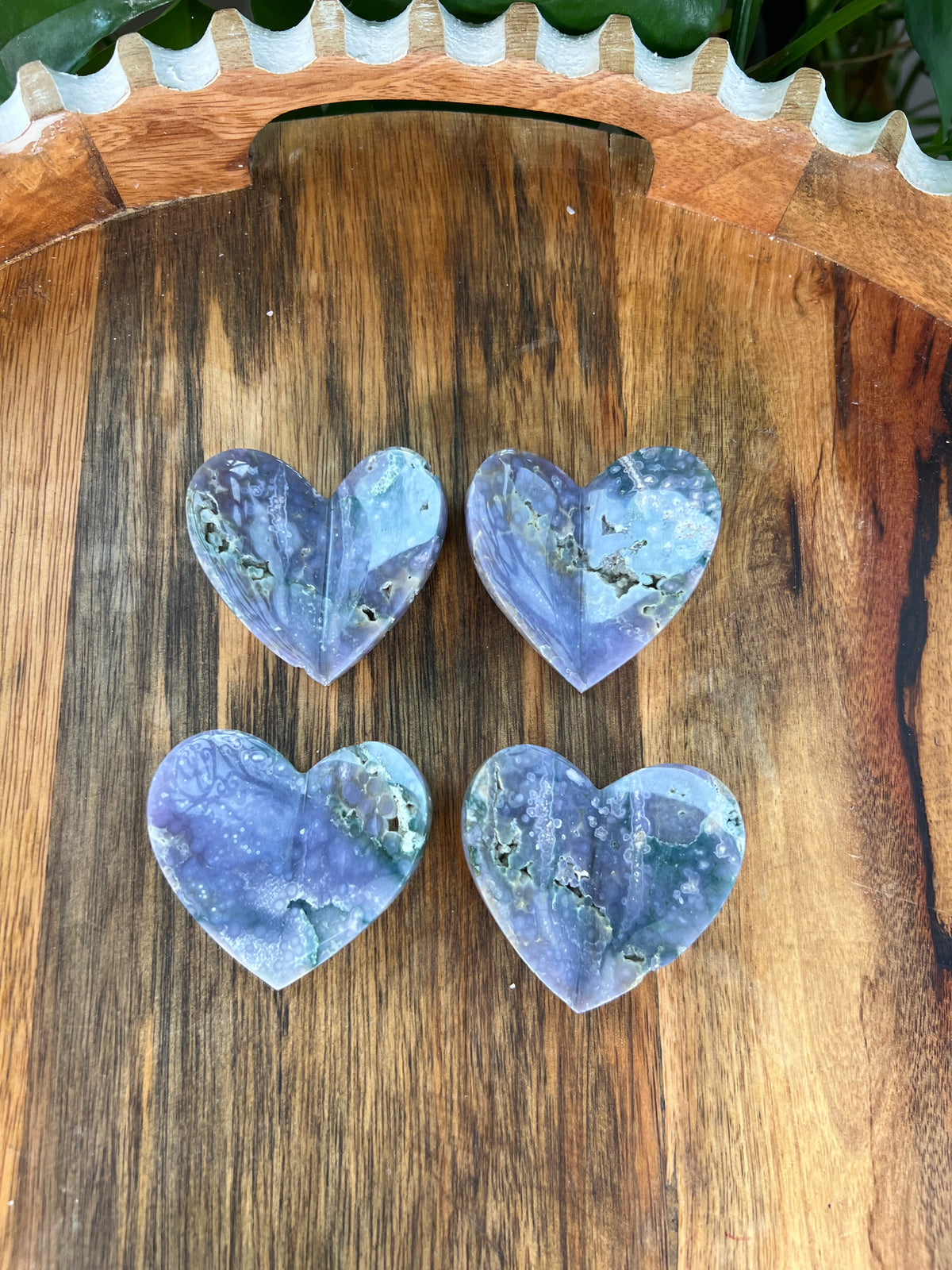Grape Agate 3D Heart Butterflies