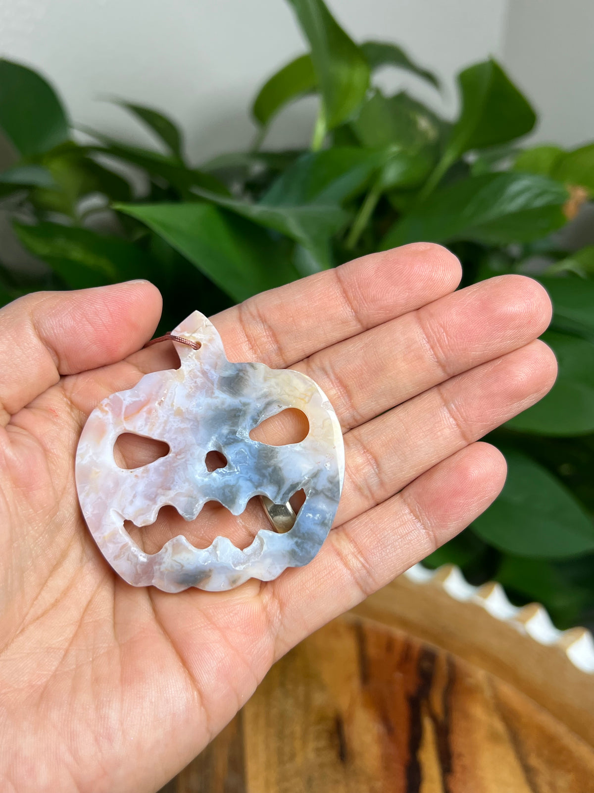 Rainbow Plume Agate Ornament Pumpkin: AE