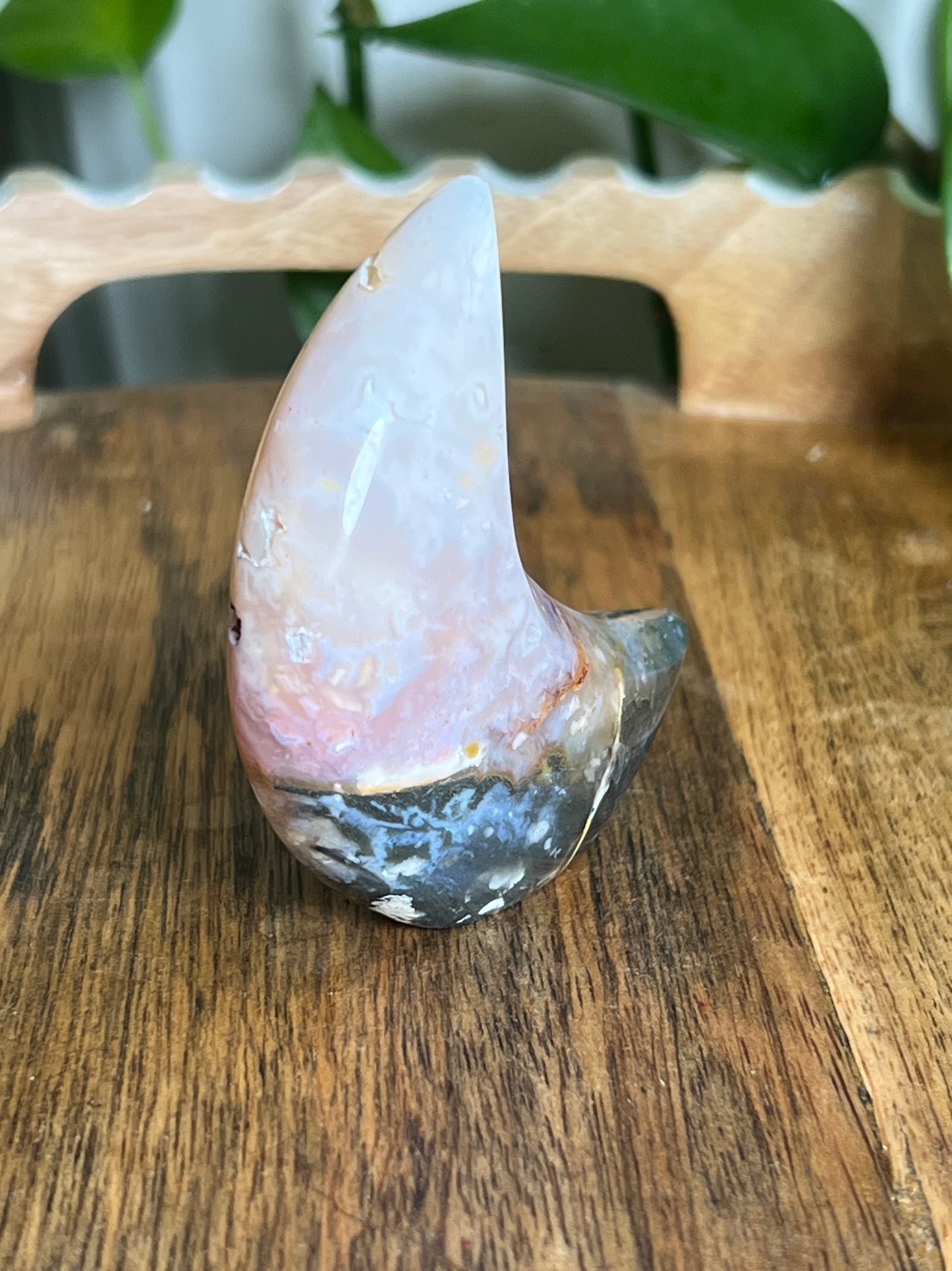 Rainbow Plume Agate Moon E