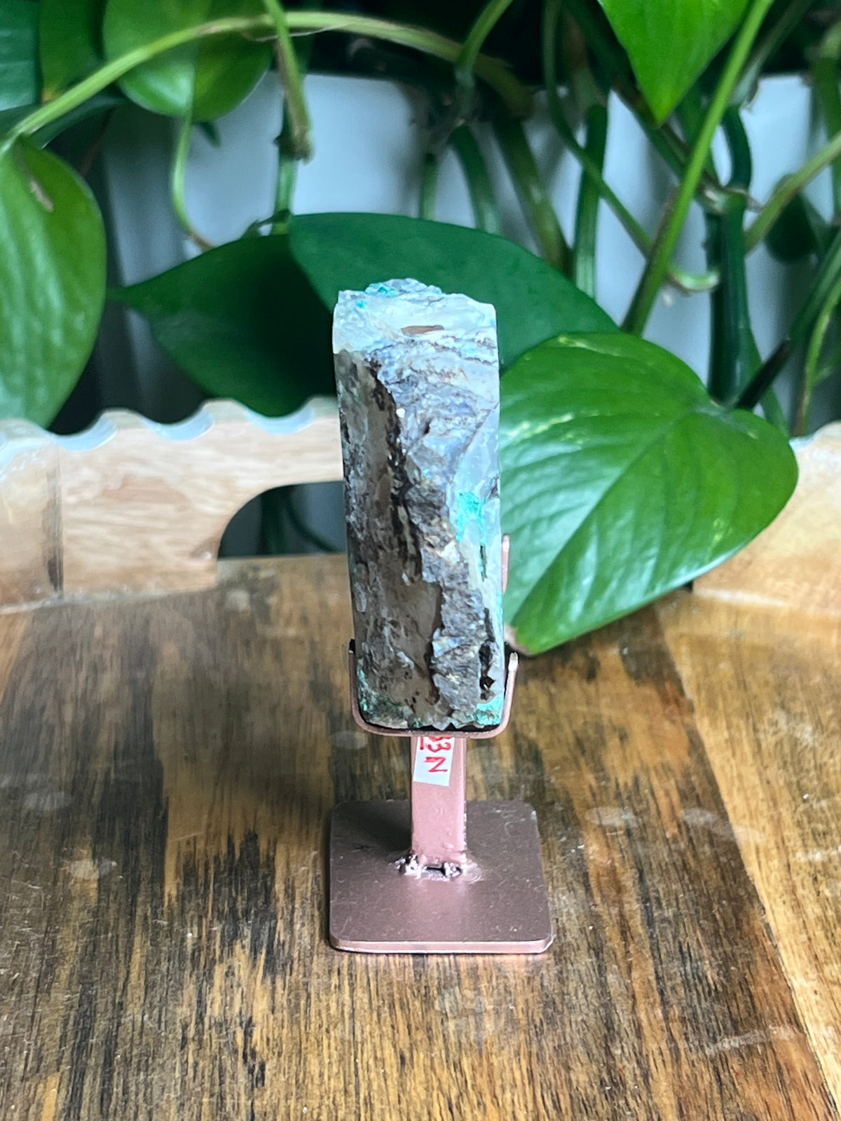 Copper In Malachite Chrysocolla and Chalcedony Slab: N