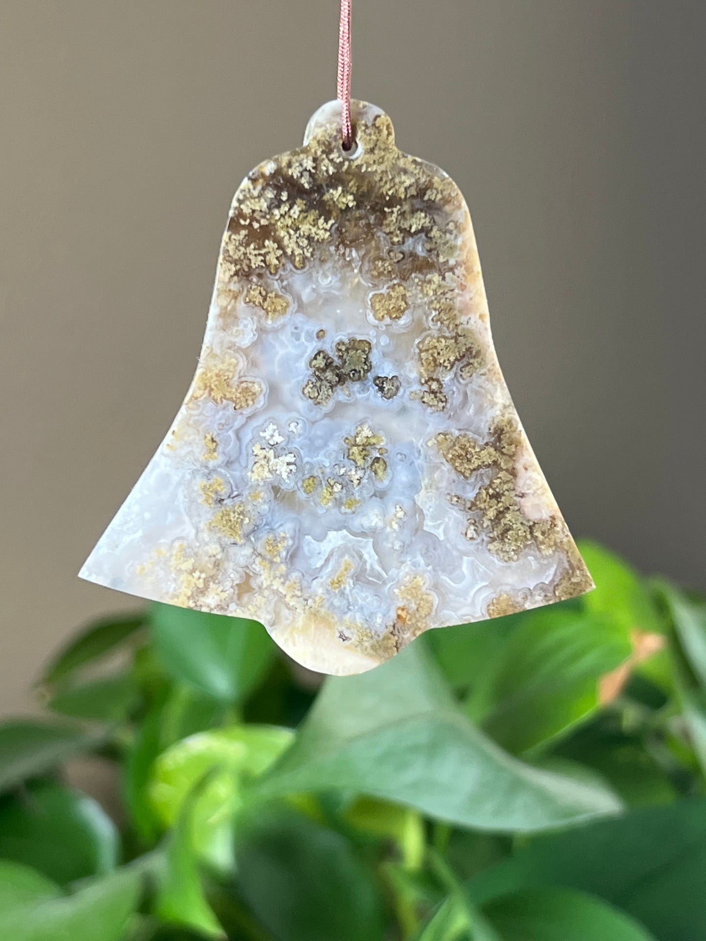Scenic Moss Agate Ornament Bell