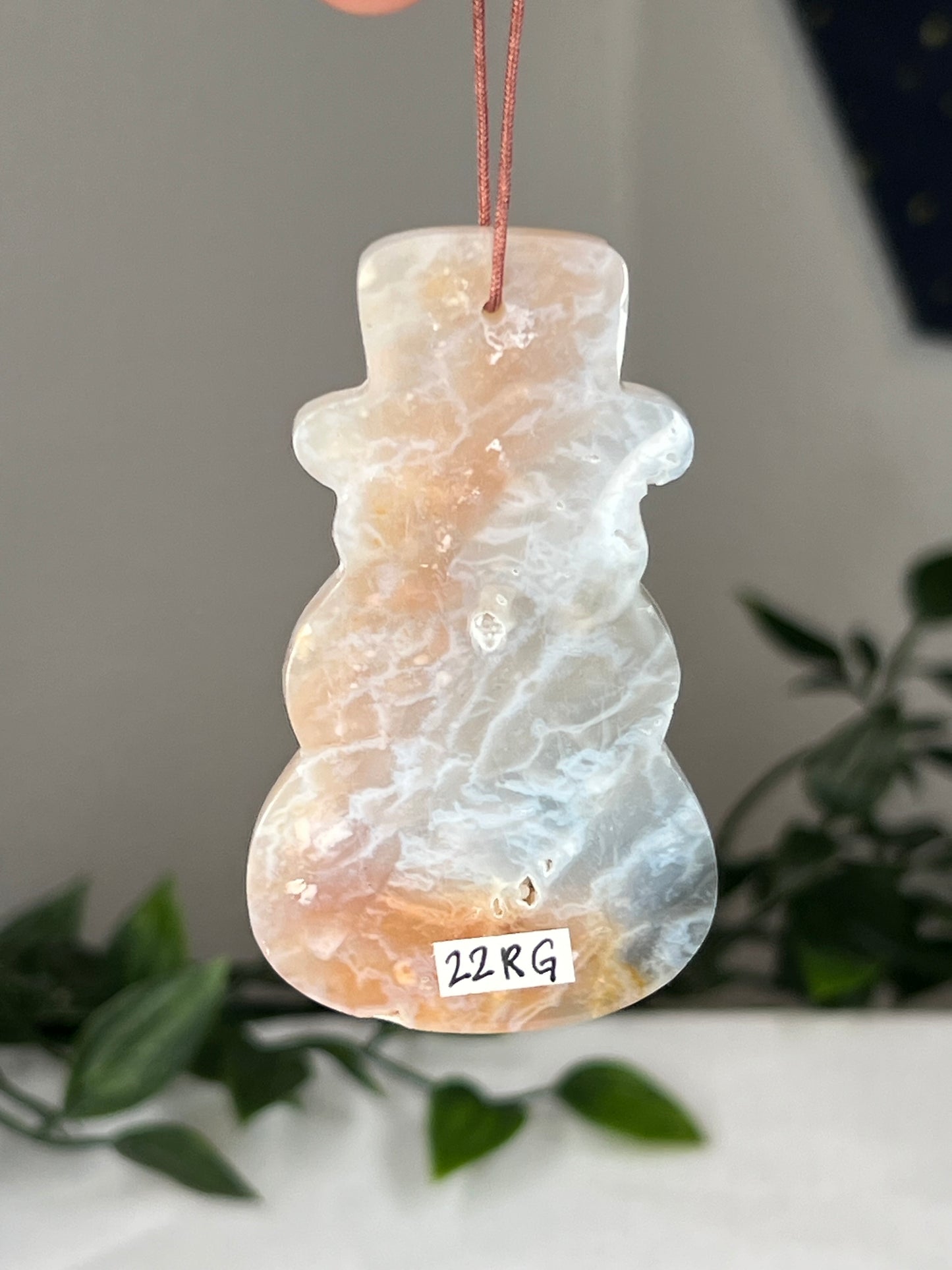 Rainbow Plume Agate Snowman Ornament
