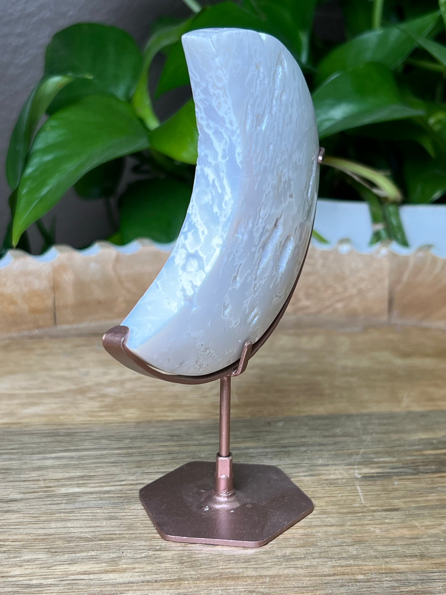 White Plume Agate Moon