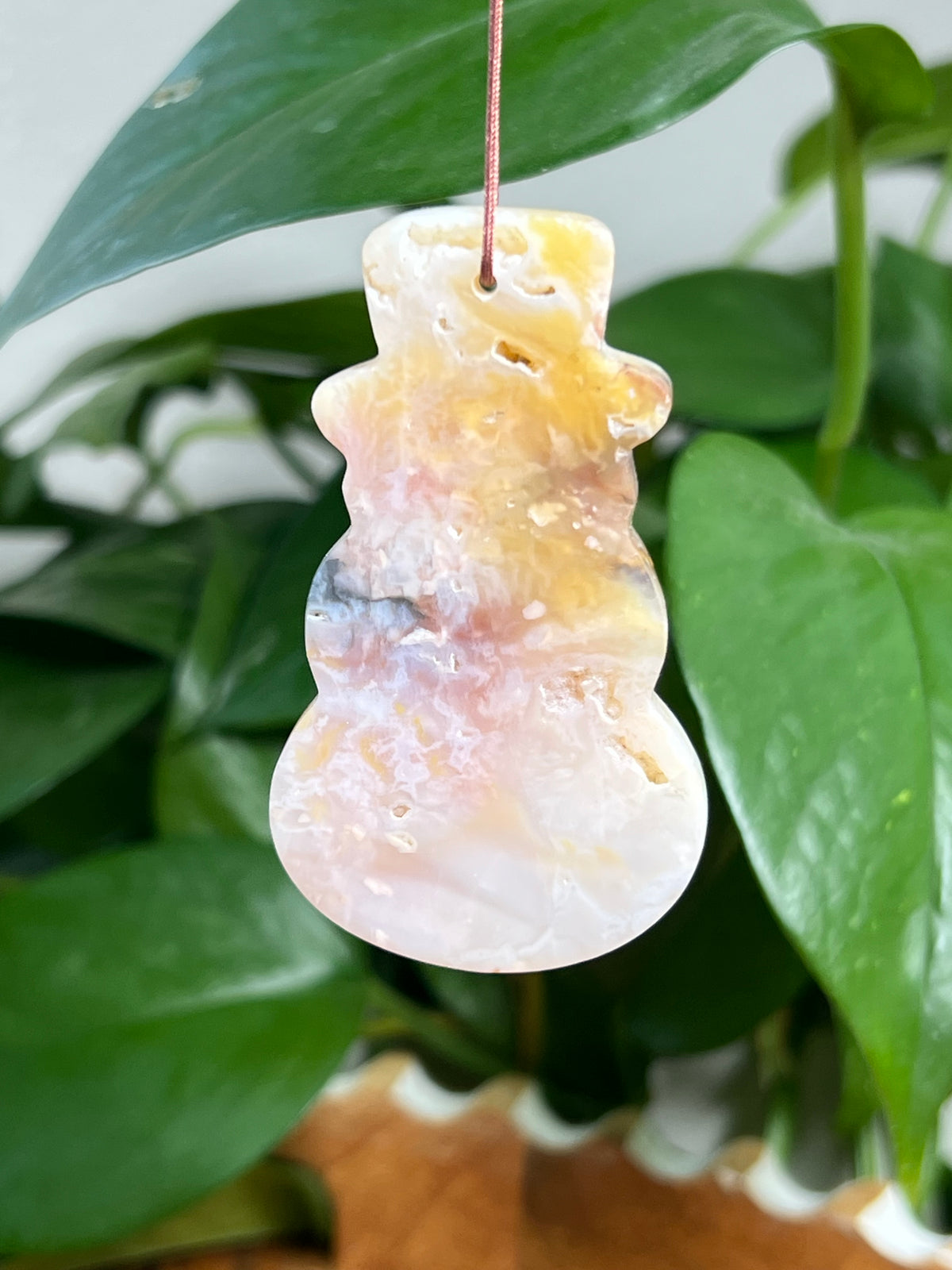 Rainbow Plume Agate Ornament  Snowman: NH
