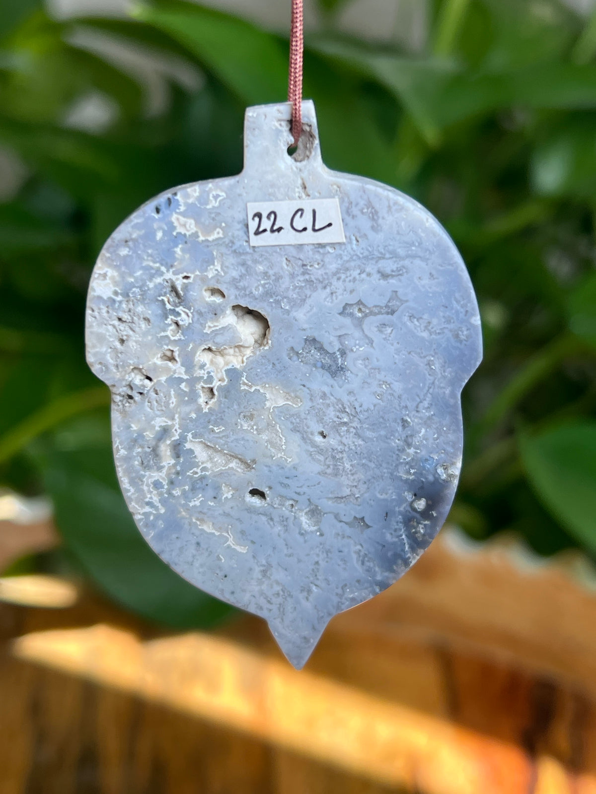 Blue Plume Agate Ornament Acorn: CL
