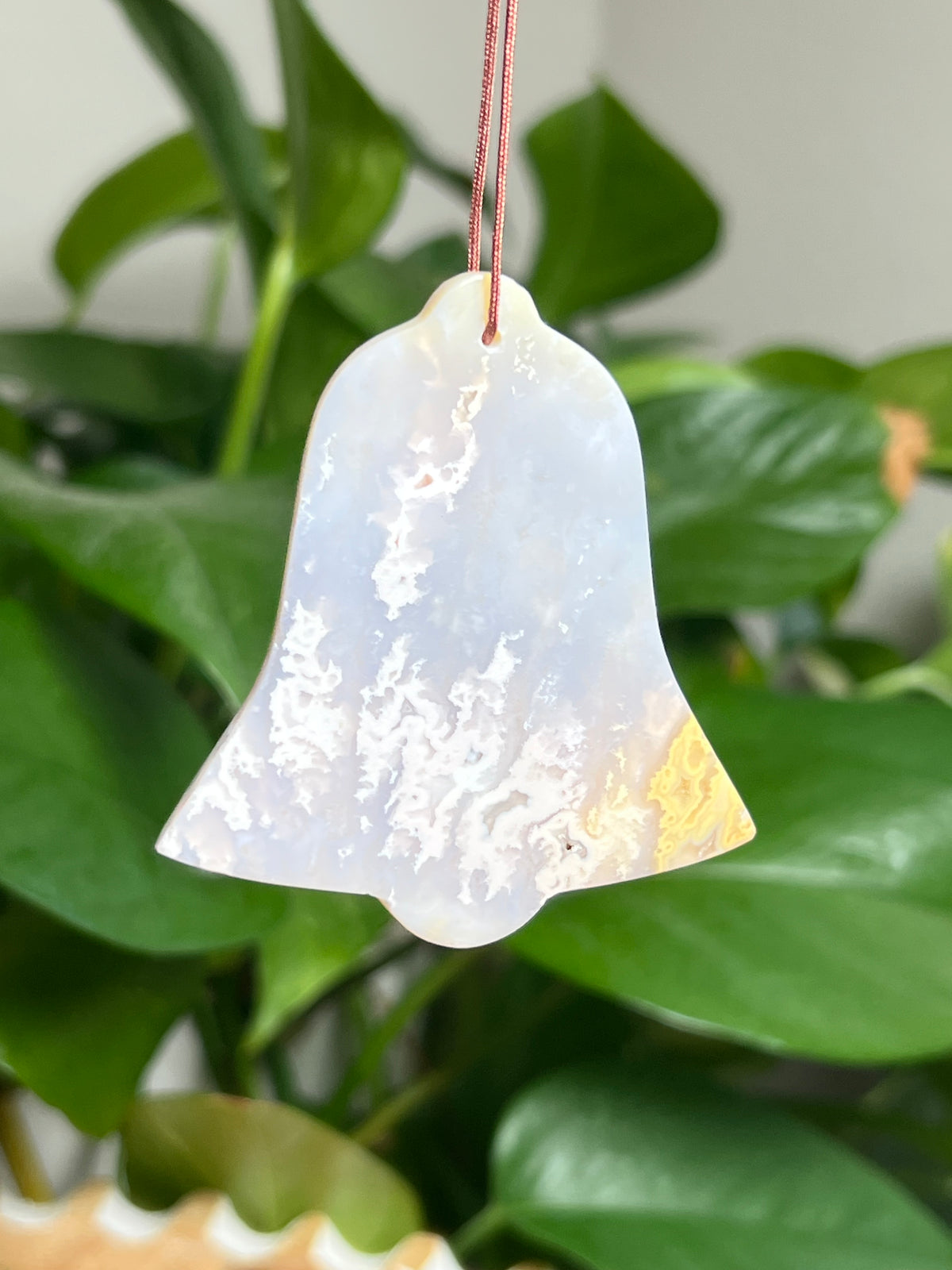 Winter Plume Agate Ornament Bell: WG