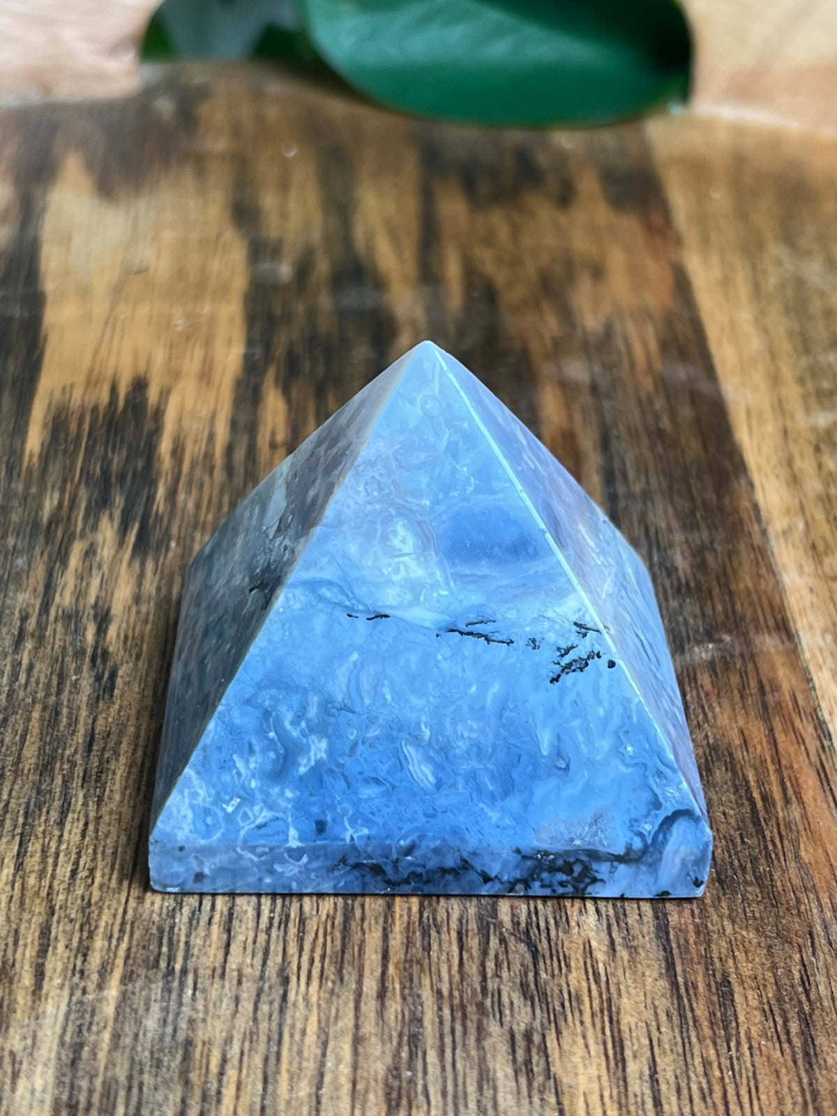 Blue Plume Agate Pyramid: PB