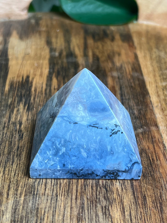Blue Plume Agate Pyramid: PB