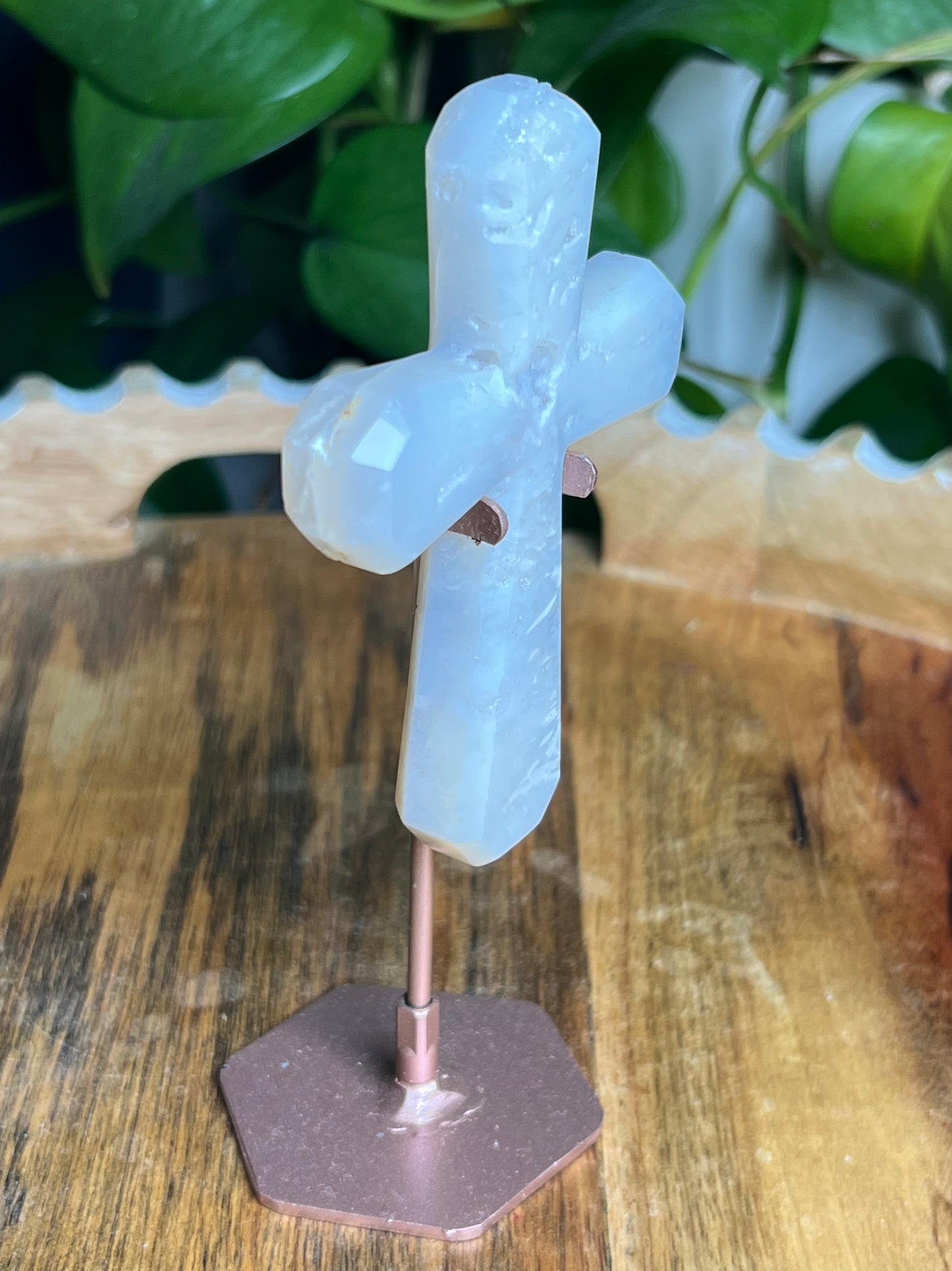 White Plume Agate Cross