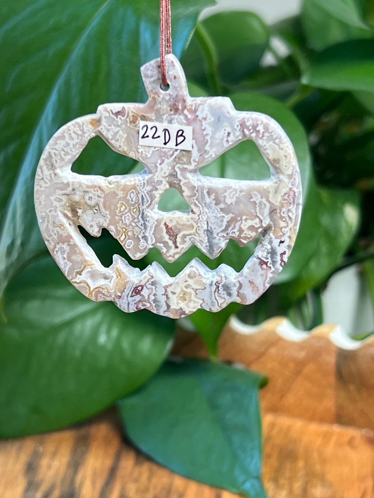 Sumatra Plume Agate Jack-O-Lantern Ornaments