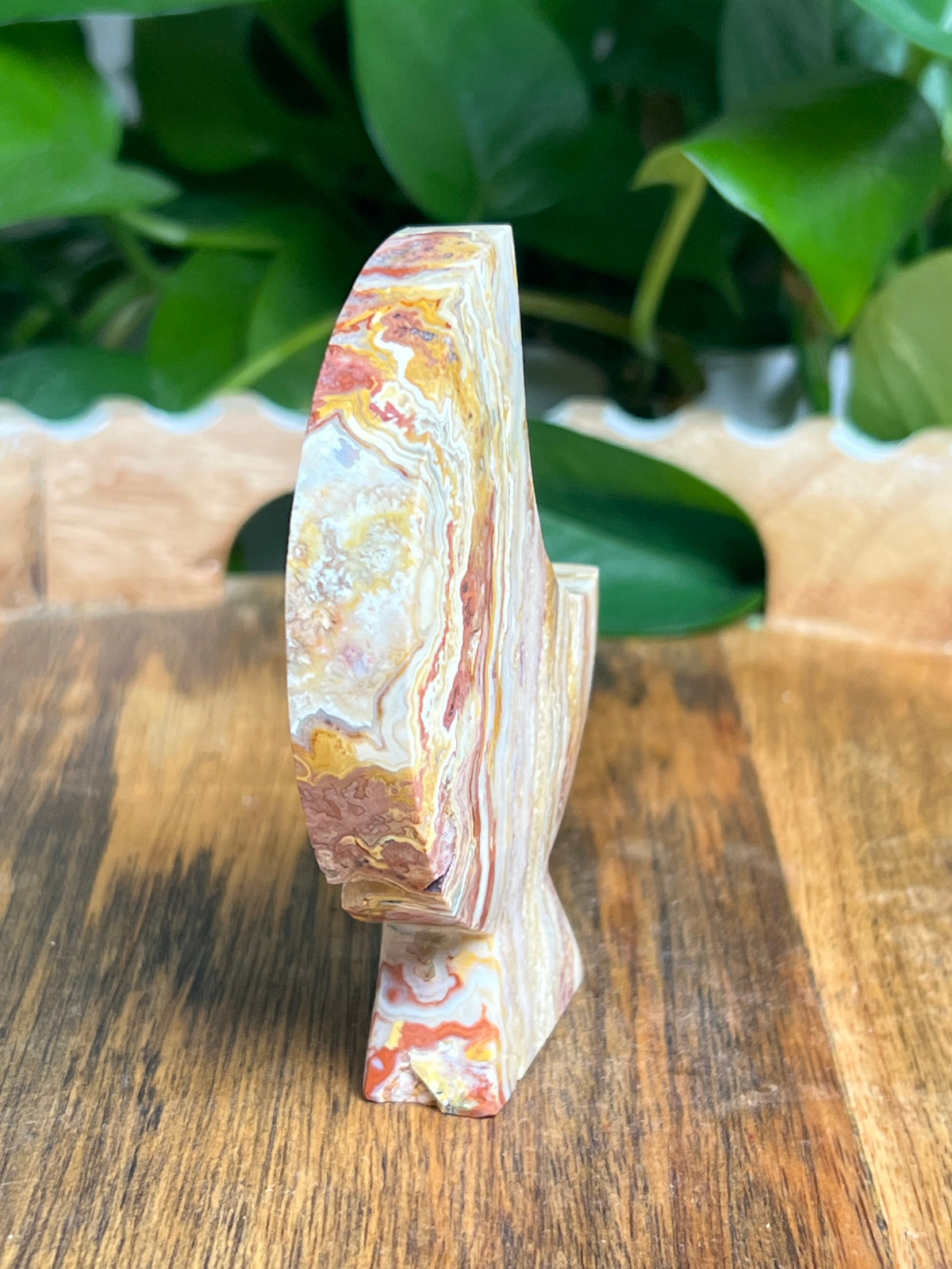 Crazy Lace Agate Self Standing Moon: Z