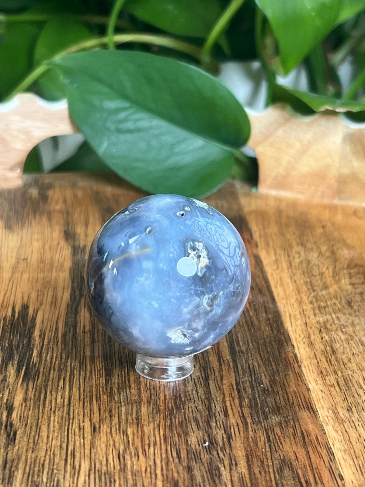 Blue Plume Agate Sphere: NB