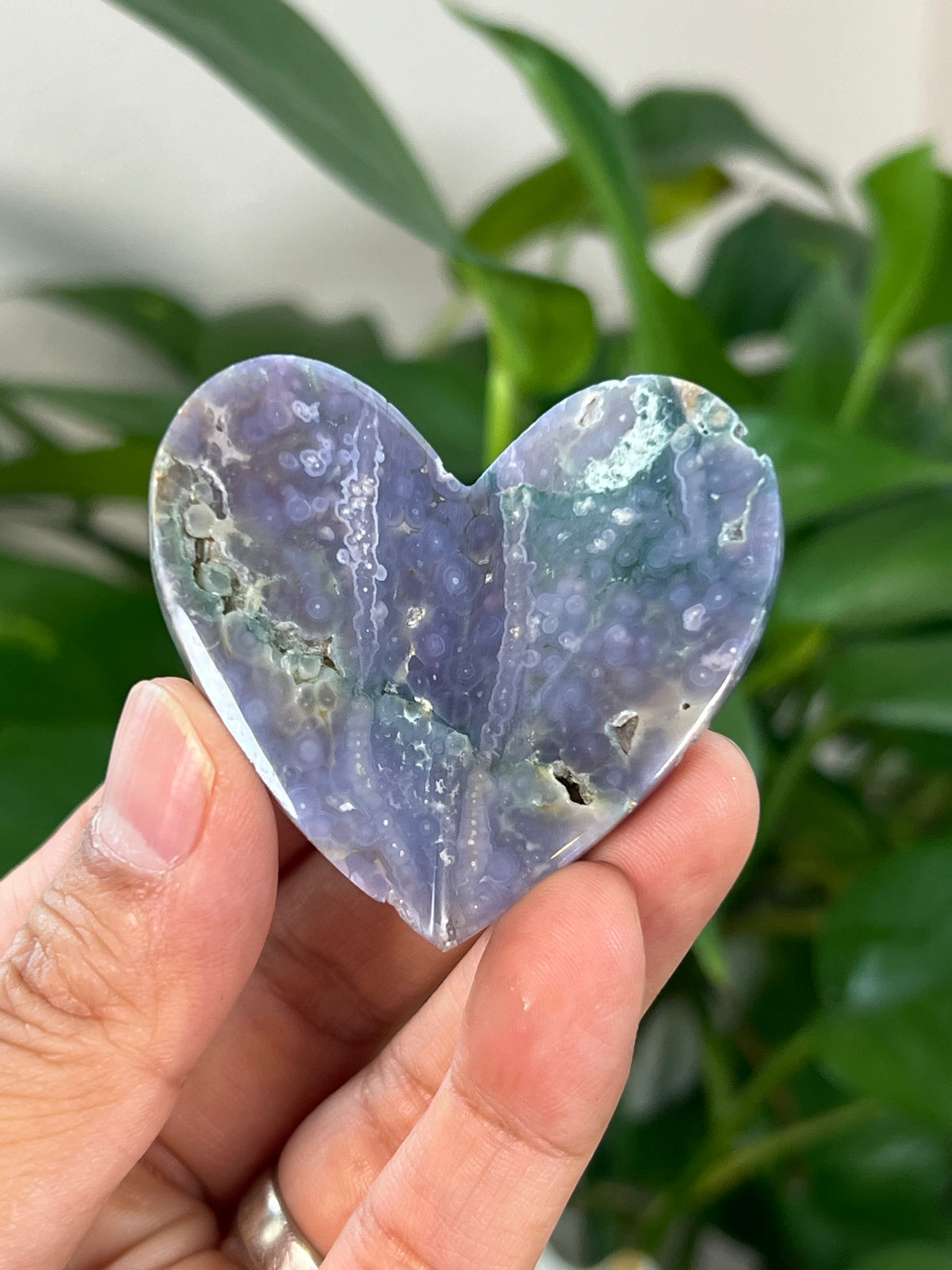 Grape Agate 3D Heart Butterflies