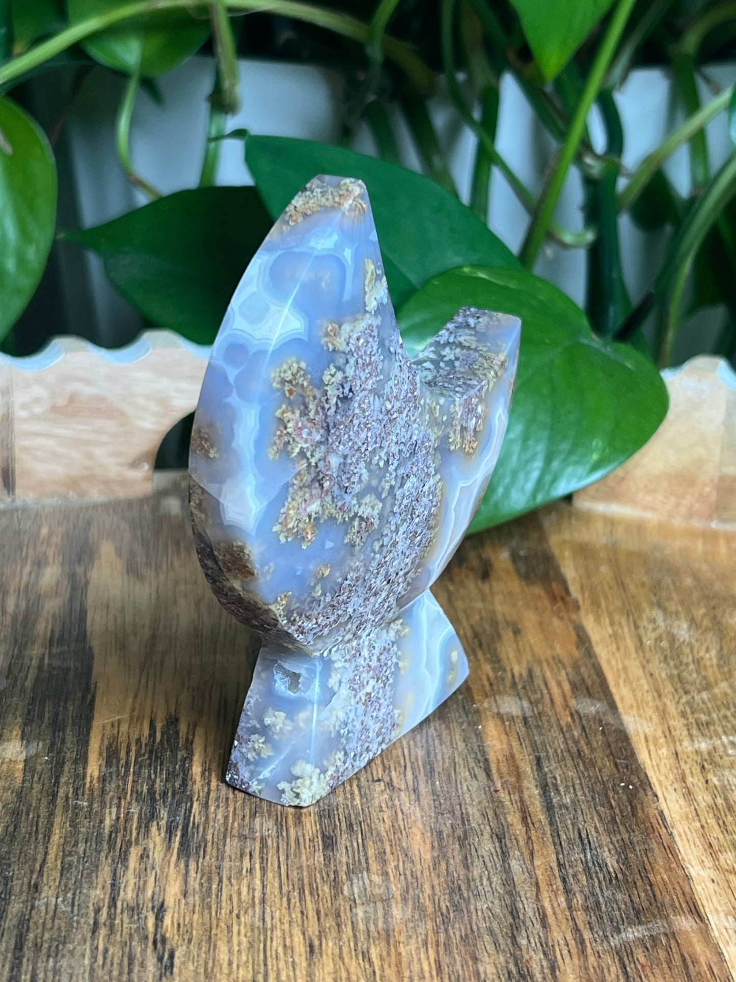Scenic Moss Agate Self-Standing Moon: PC
