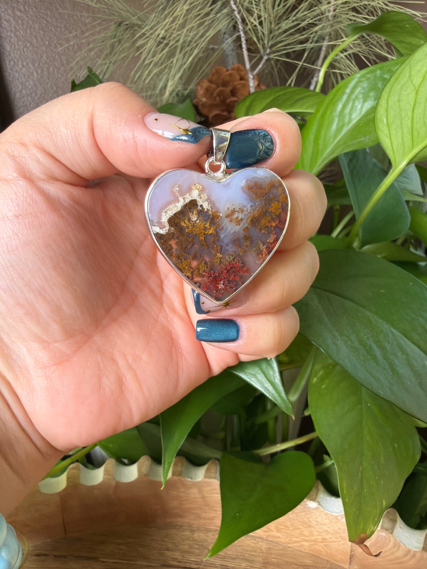 Scenic Moss Agate Heart Pendant