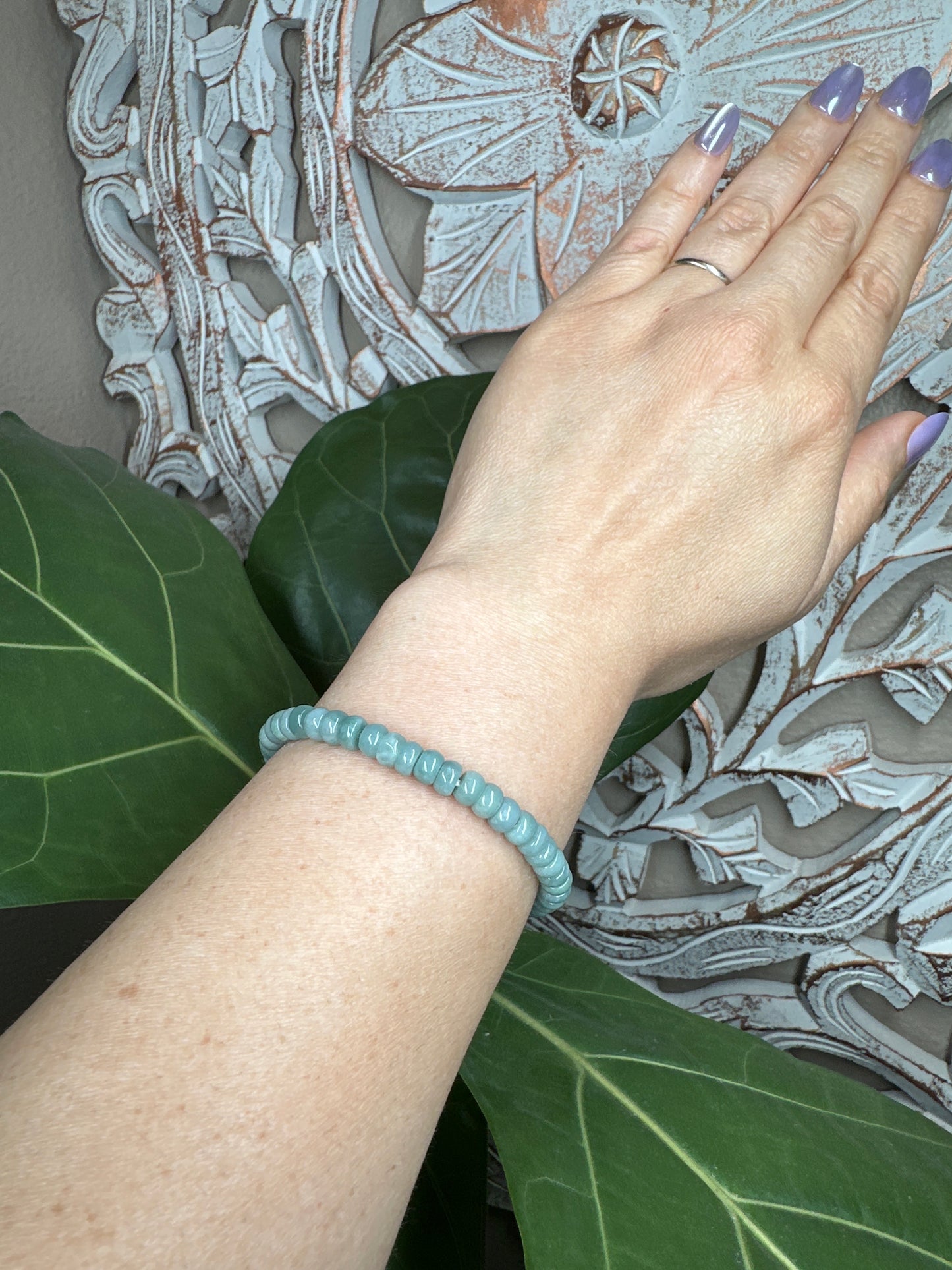 Green Burmese Jade Beaded Bracelet (5.5mm)