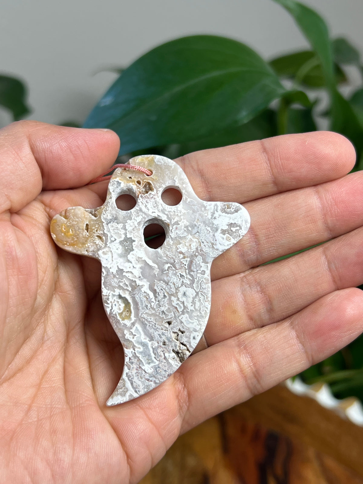 Sumatra Plume Agate Ornament Ghost: B