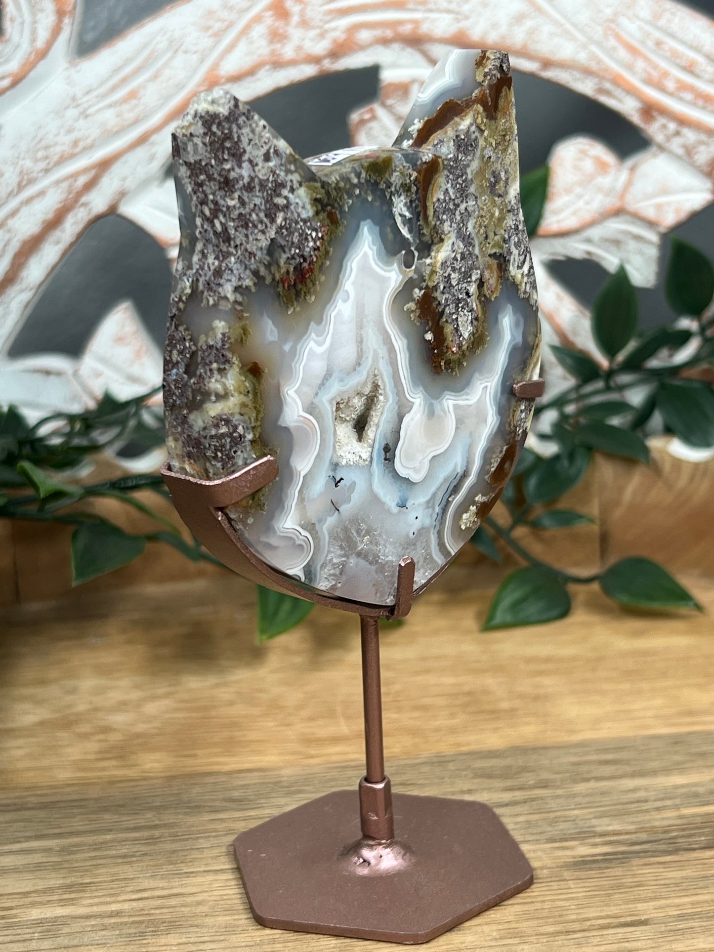 Scenic Moss Agate Cat Head