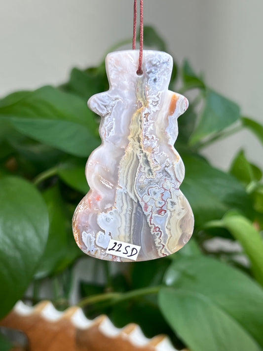 Sumatra Plume Agate Snowman Ornaments