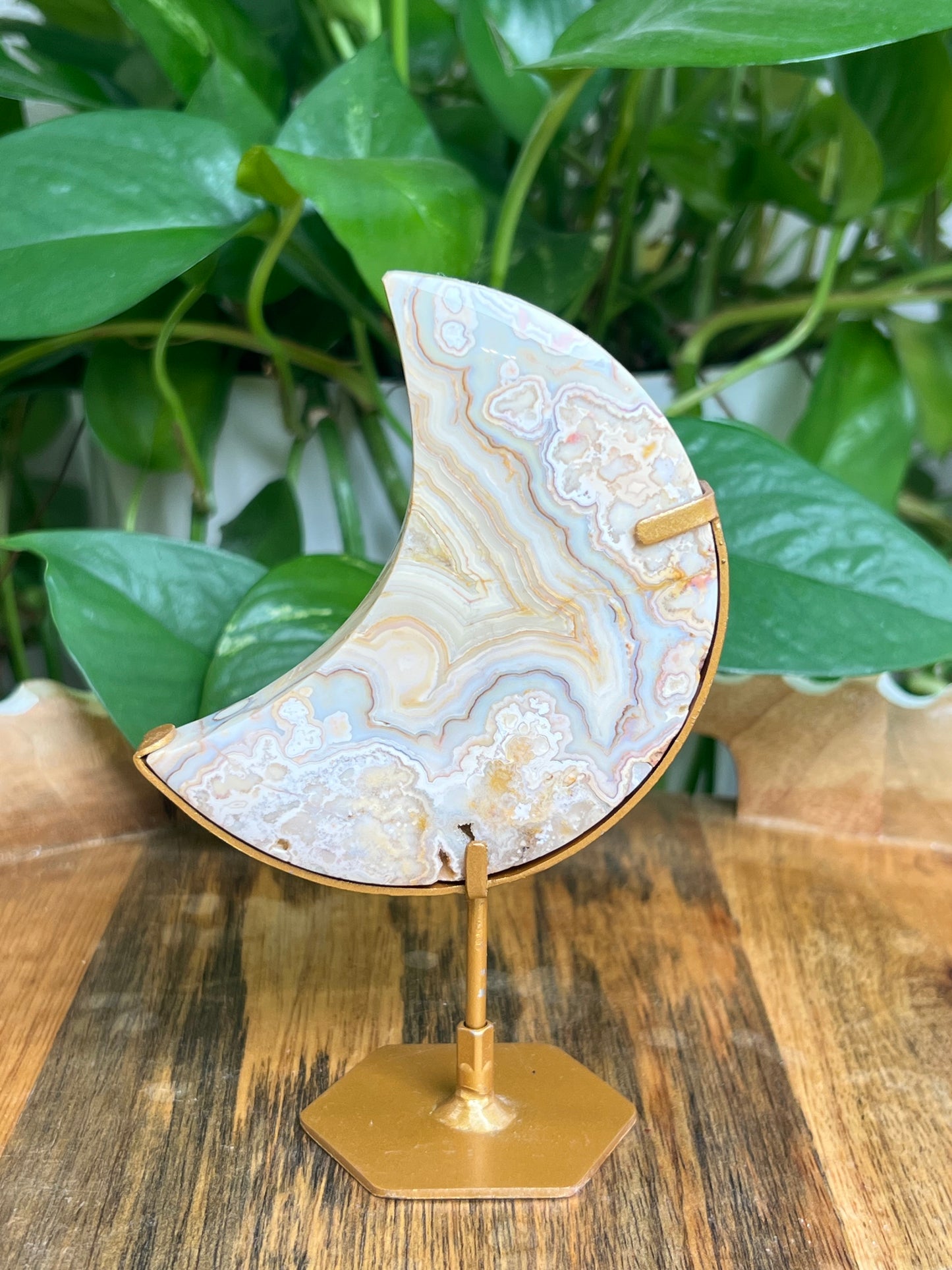 Yellow Crazy Lace Agate Moon: EB