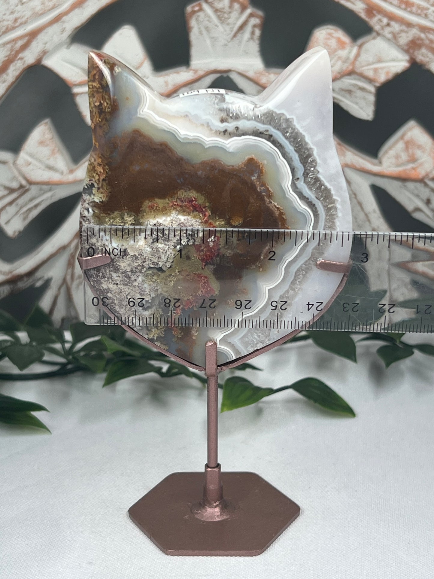 Scenic Moss Agate Cat Head