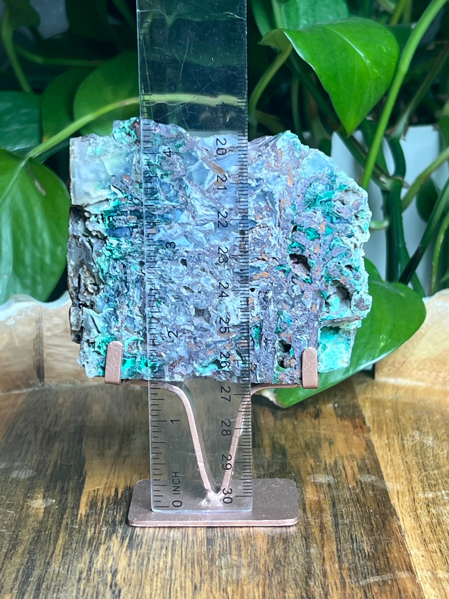 Copper In Malachite Chrysocolla and Chalcedony Slab: Ari
