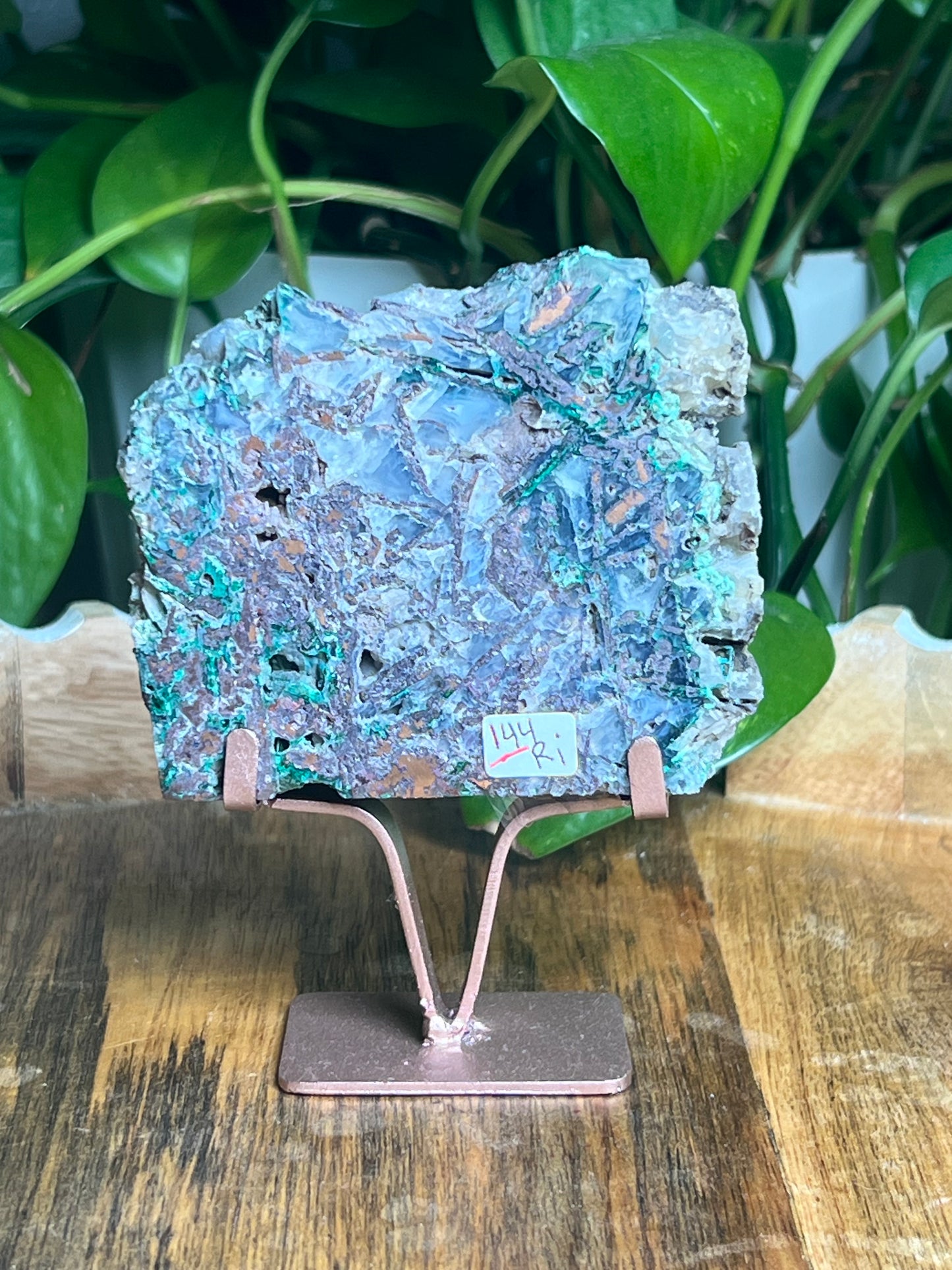 Copper In Malachite Chrysocolla and Chalcedony Slab: Ari