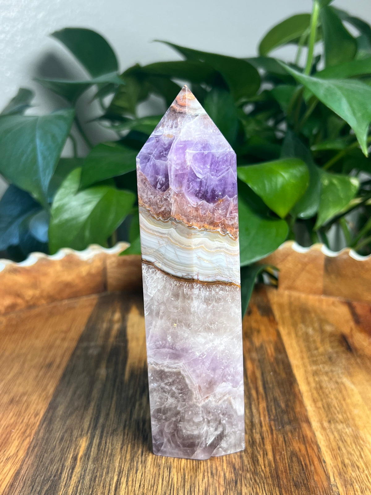 Mexican Crazy Lace Agate Amethyst Tower: BX