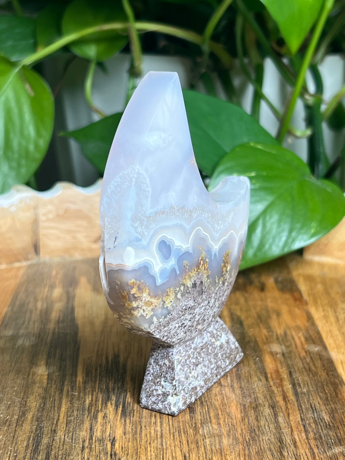 Scenic Moss Agate Self-Standing Moon: RE