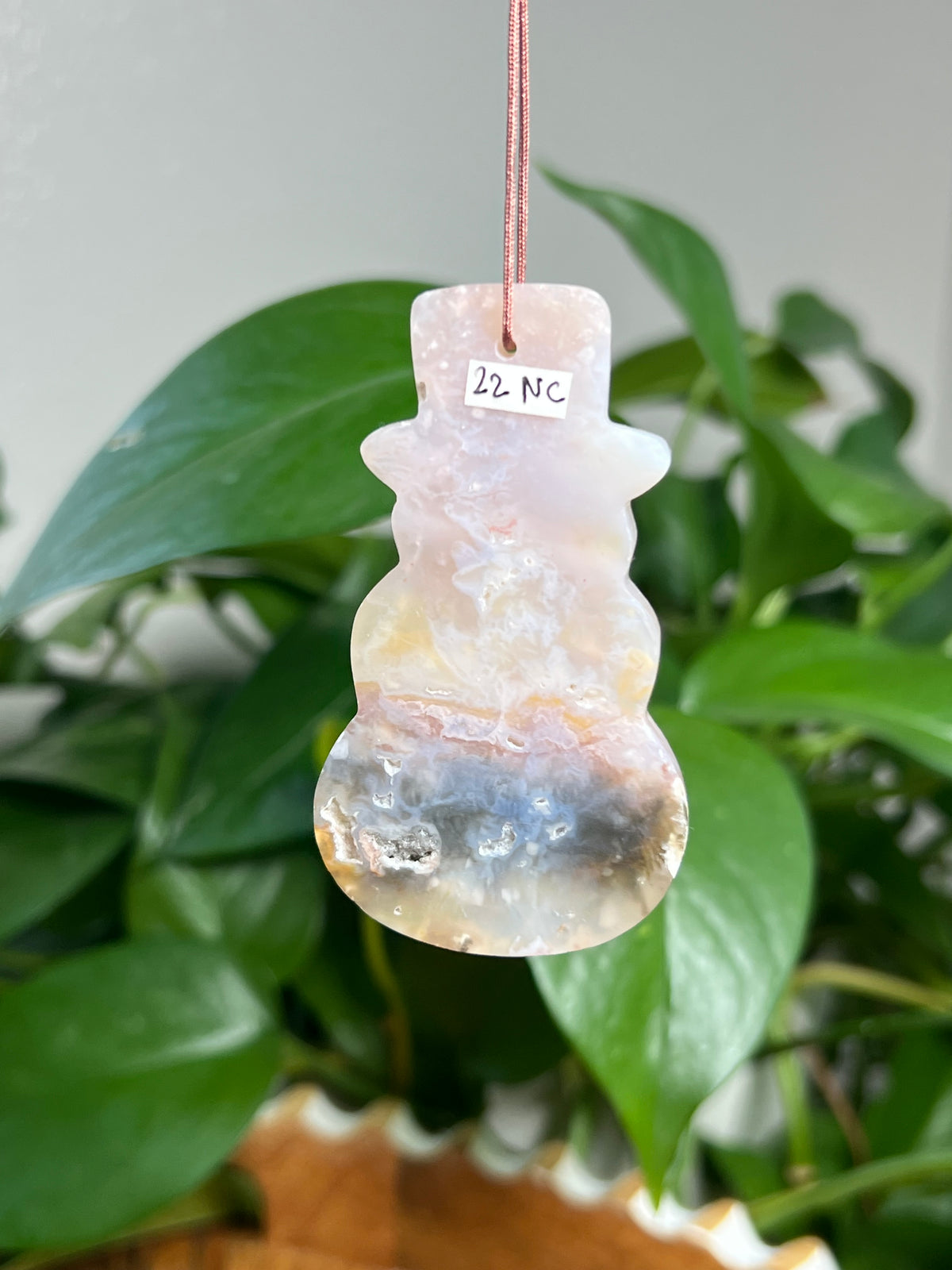 Rainbow Plume Agate Ornament  Snowman: NC
