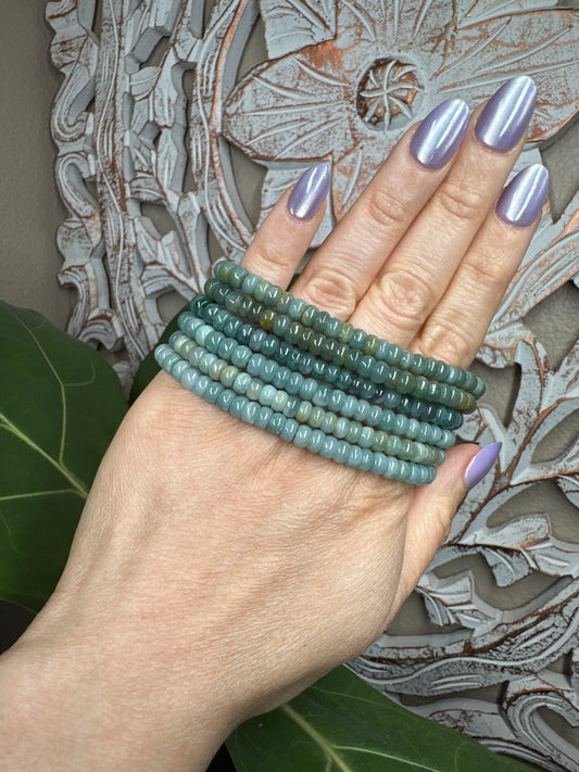 Green Burmese Jade Beaded Bracelet (5.5mm)